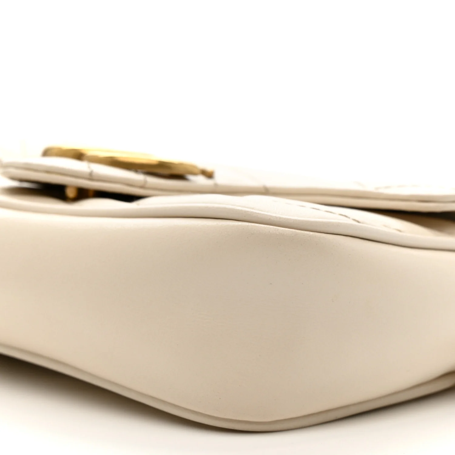 Calfskin Matelasse Super Mini GG Marmont Shoulder Bag White - Image 10