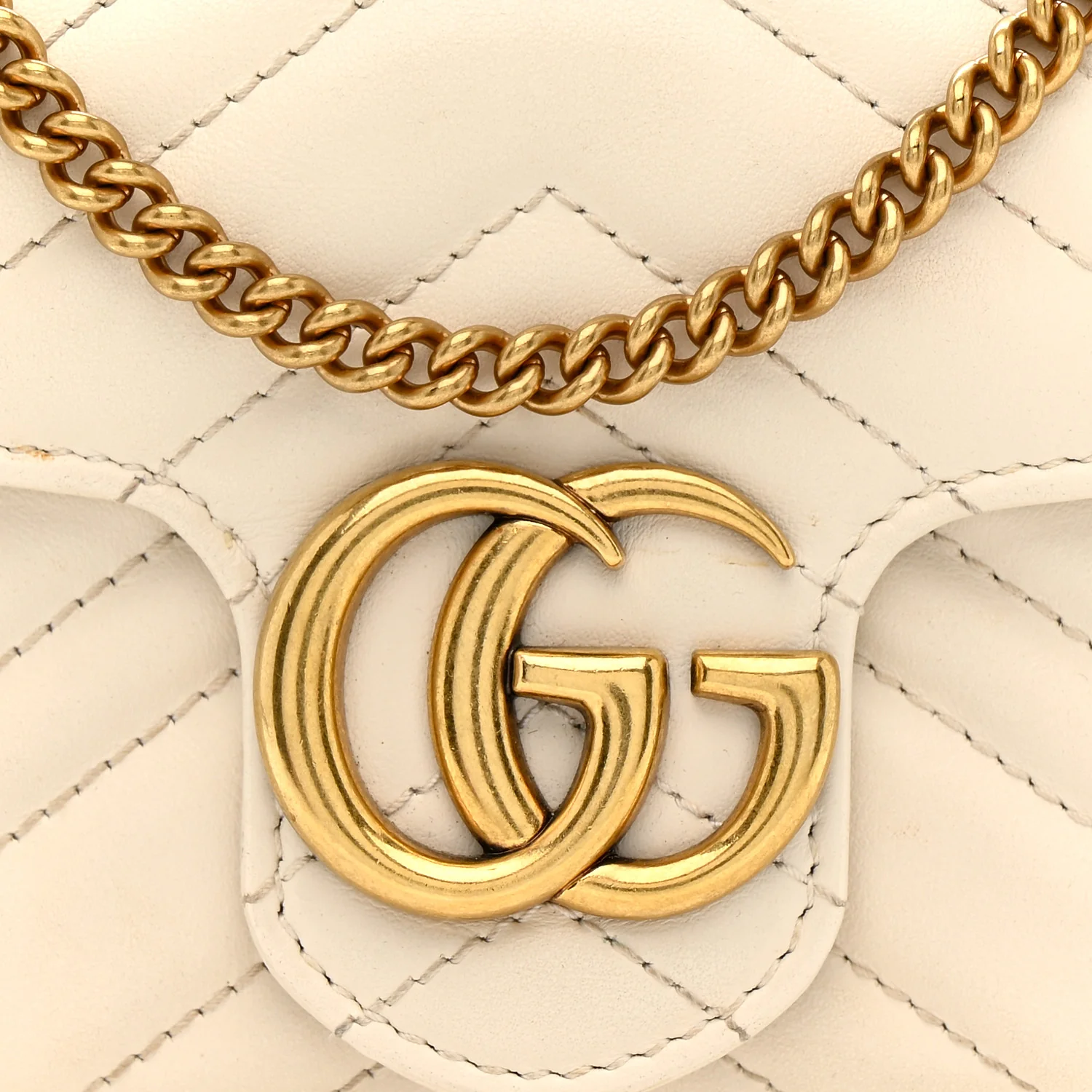 Calfskin Matelasse Super Mini GG Marmont Shoulder Bag White - Image 8