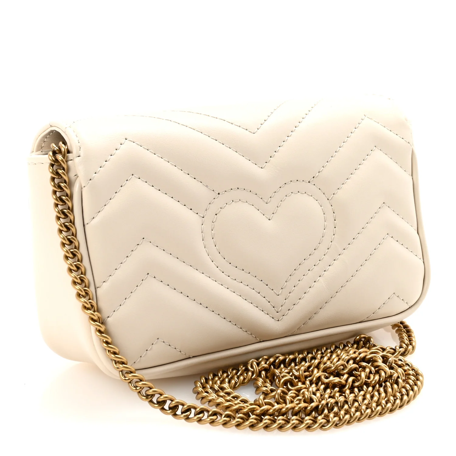 Calfskin Matelasse Super Mini GG Marmont Shoulder Bag White - Image 3