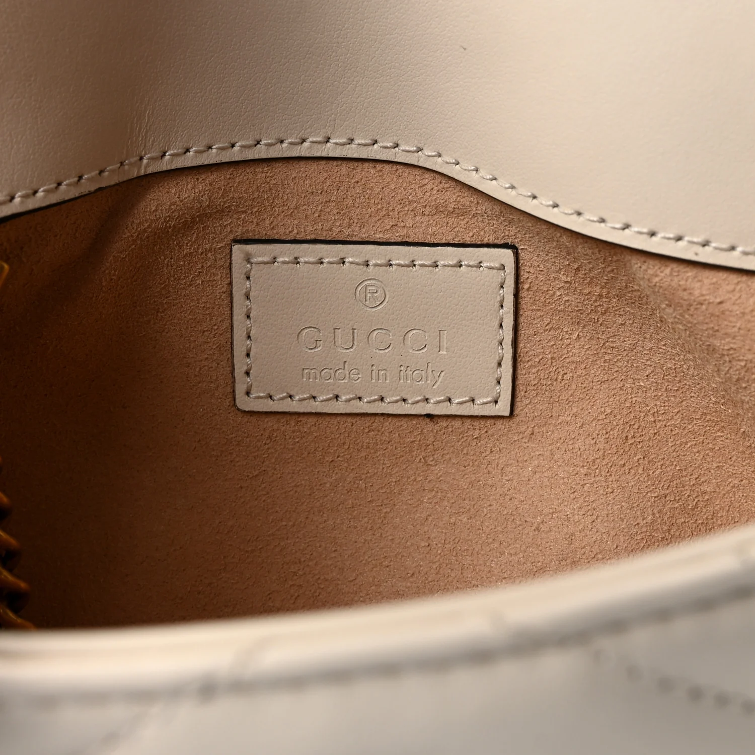 Calfskin Matelasse Super Mini GG Marmont Shoulder Bag White - Image 6