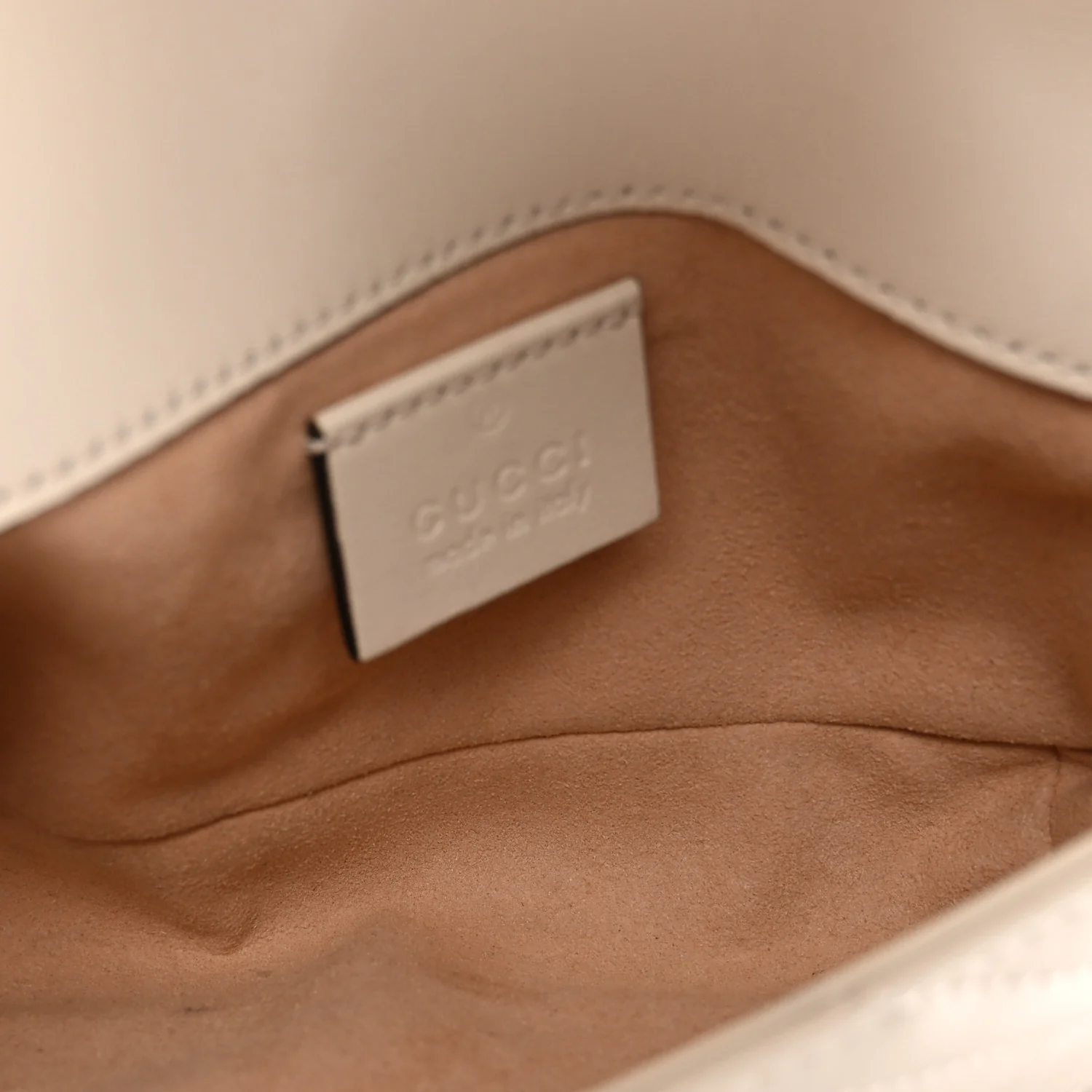 Calfskin Matelasse Super Mini GG Marmont Shoulder Bag White - Image 5
