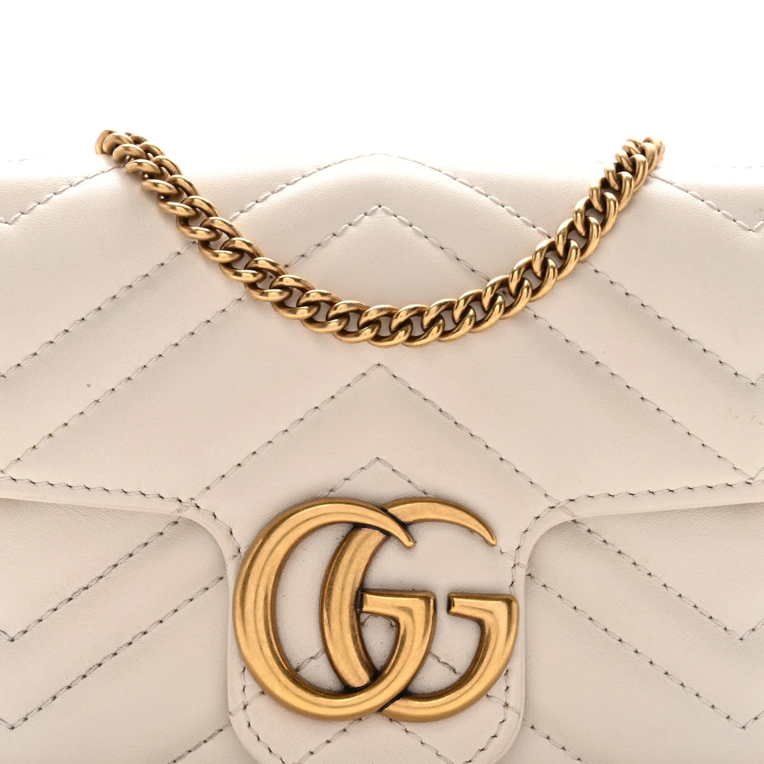 Calfskin Matelasse Super Mini GG Marmont Shoulder Bag White - Image 8