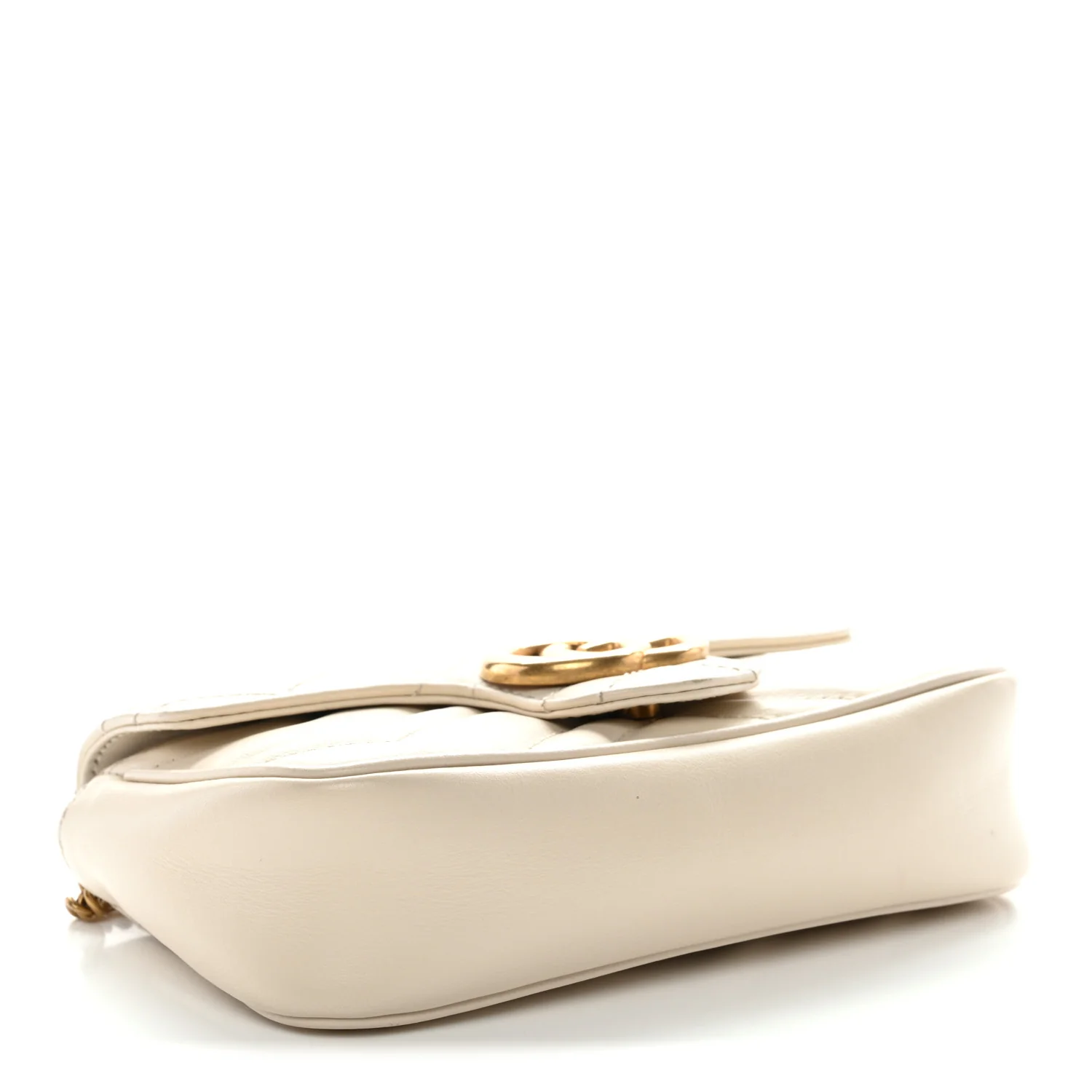 Calfskin Matelasse Super Mini GG Marmont Shoulder Bag White - Image 4