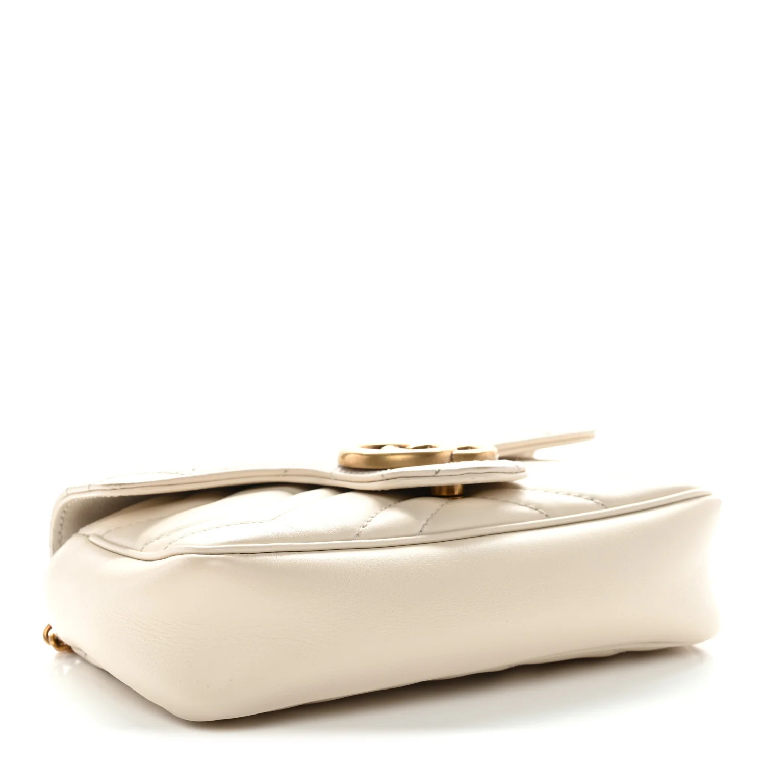 Calfskin Matelasse Super Mini GG Marmont Shoulder Bag White - Image 4