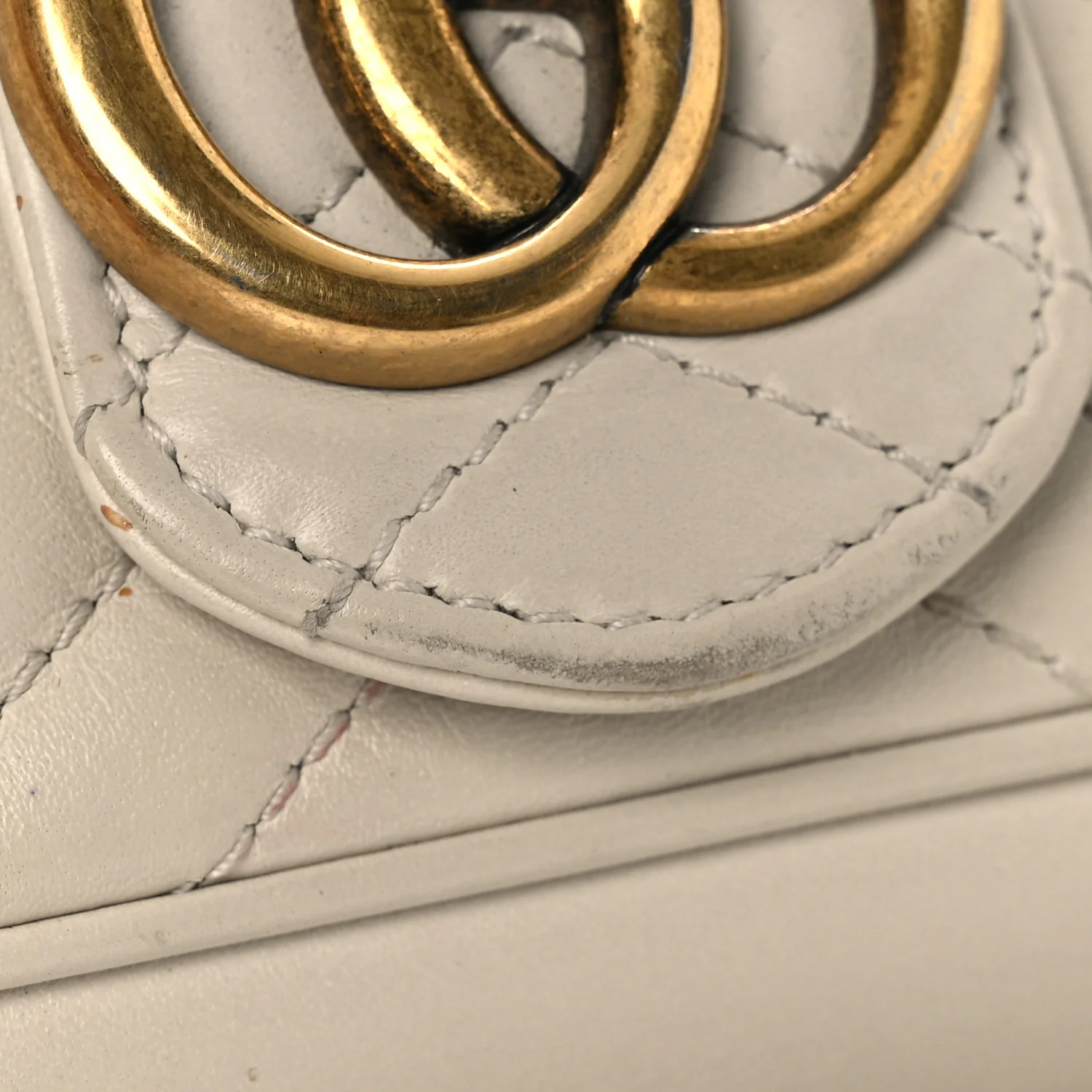 Calfskin Matelasse Super Mini GG Marmont Shoulder Bag White - Image 13