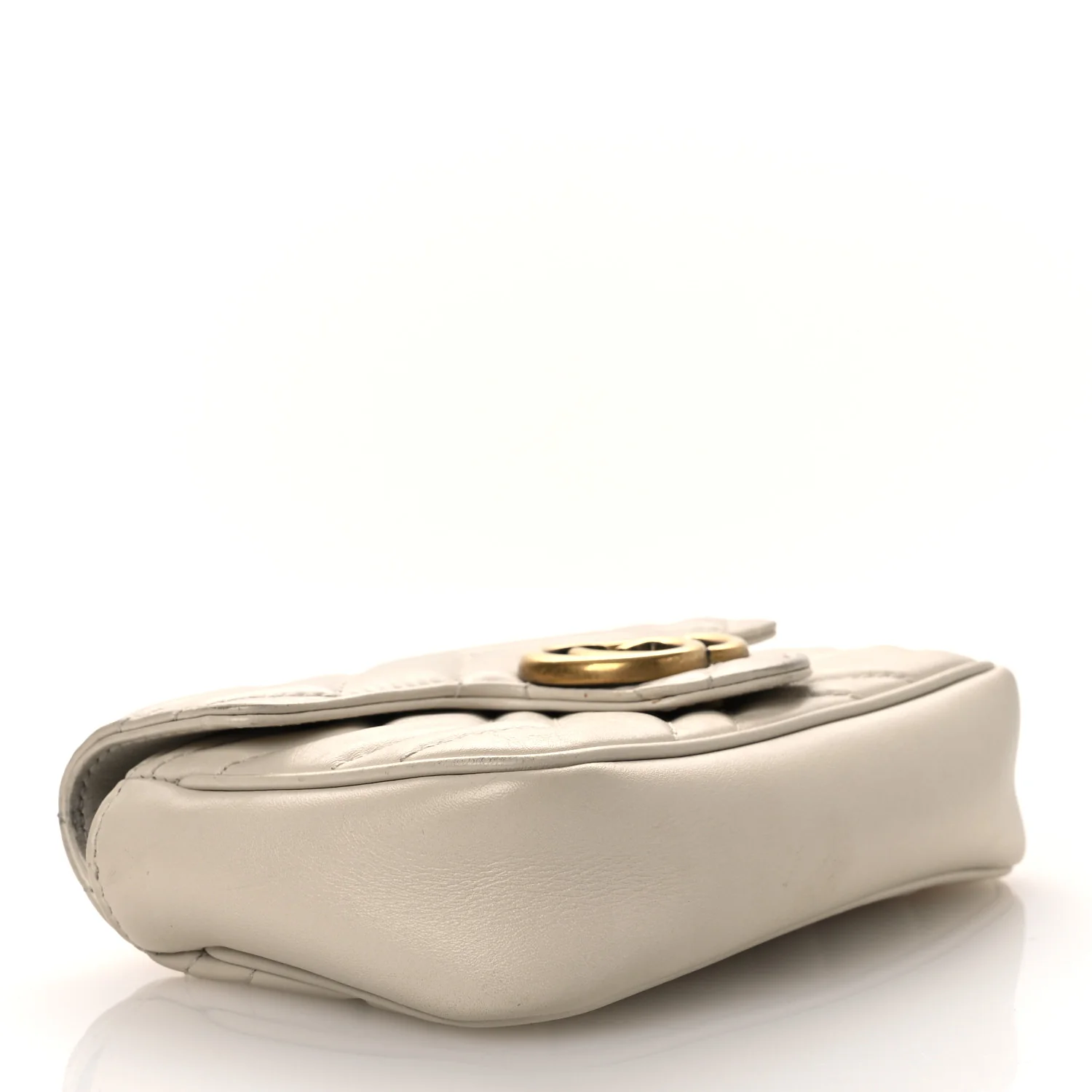Calfskin Matelasse Super Mini GG Marmont Shoulder Bag White - Image 4