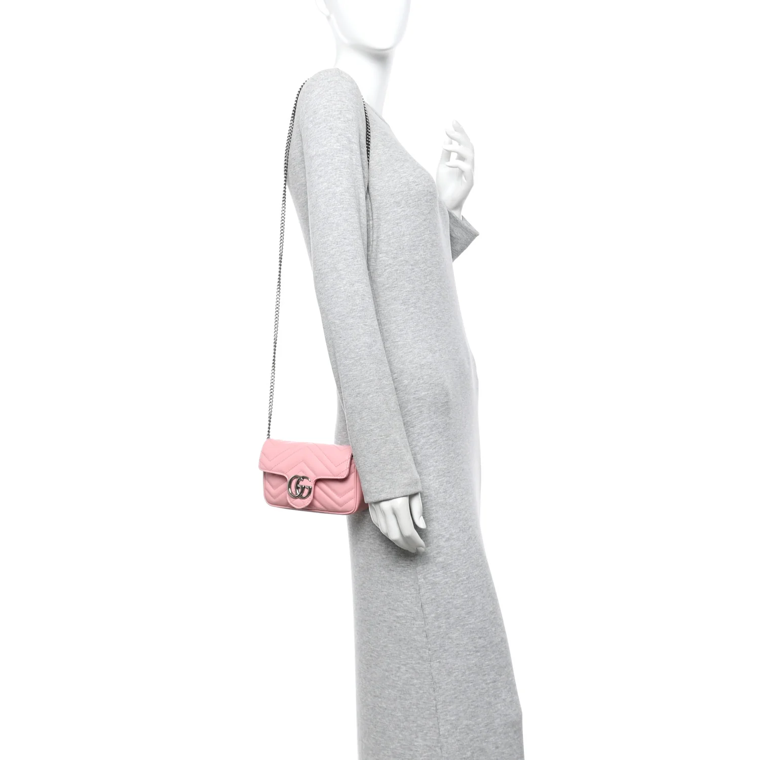 Calfskin Matelasse Super Mini GG Marmont Shoulder Bag Wild Rose - Image 2