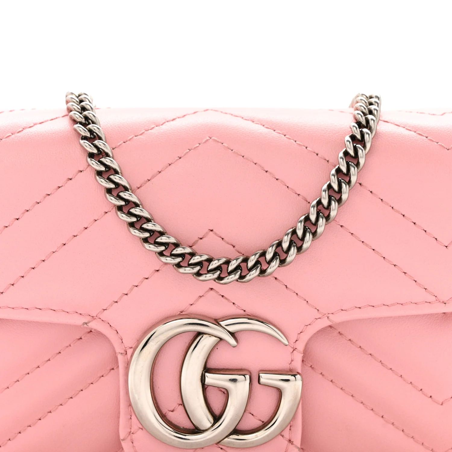 Calfskin Matelasse Super Mini GG Marmont Shoulder Bag Wild Rose - Image 8