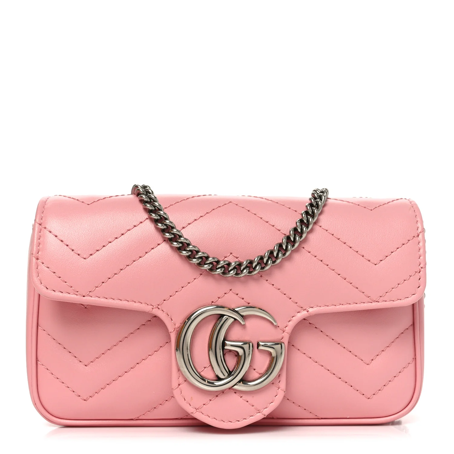 Calfskin Matelasse Super Mini GG Marmont Shoulder Bag Wild Rose
