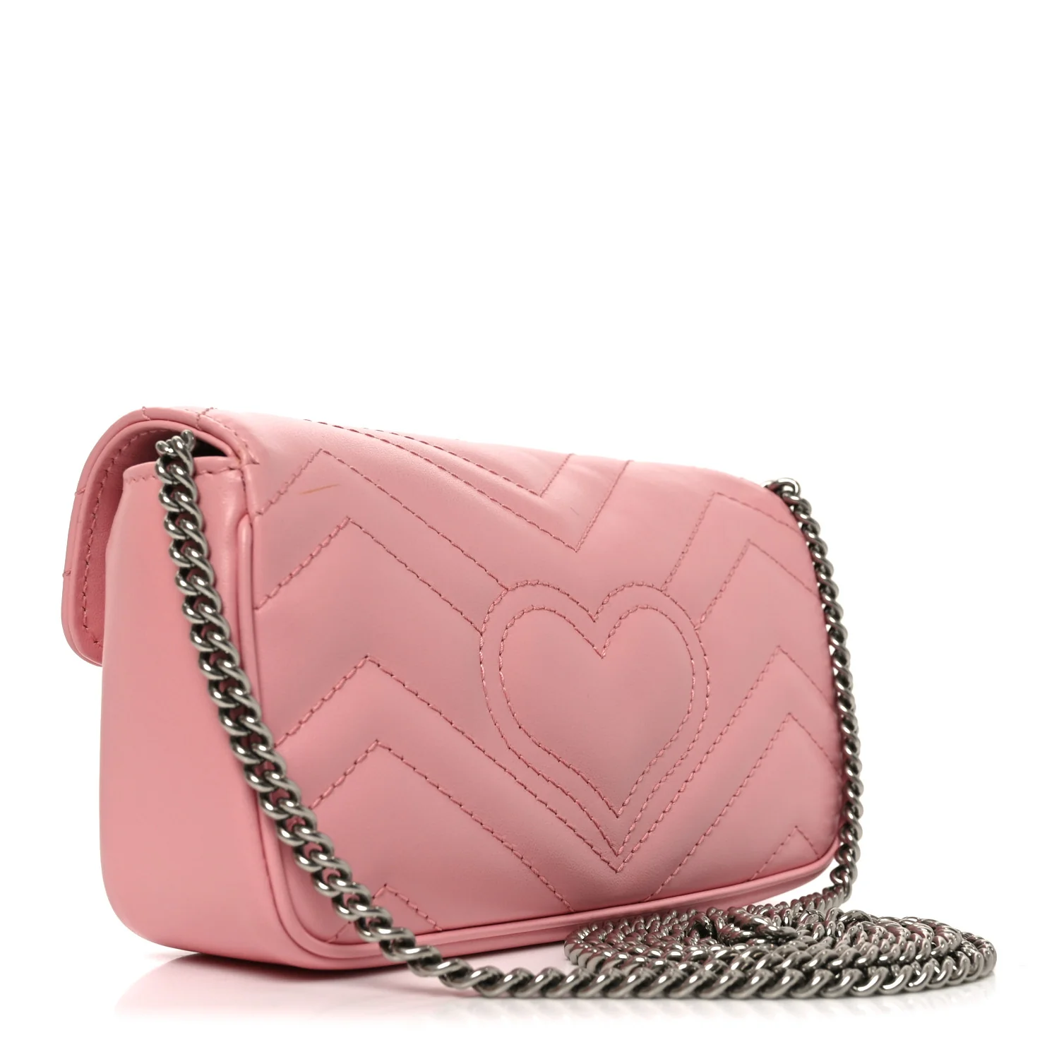 Calfskin Matelasse Super Mini GG Marmont Shoulder Bag Wild Rose - Image 3