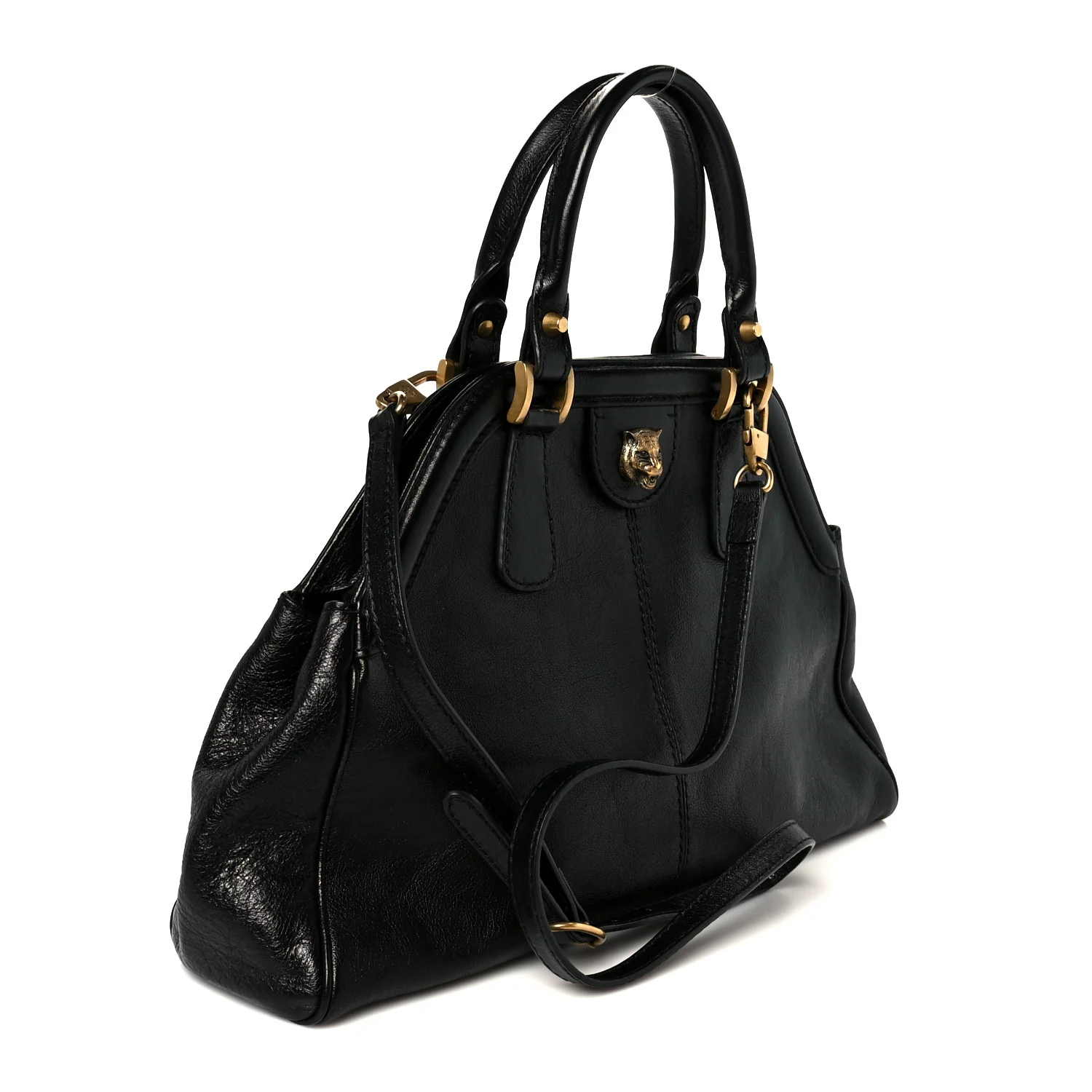 Calfskin Medium Re(Belle) Top Handle Bag Black - Image 3