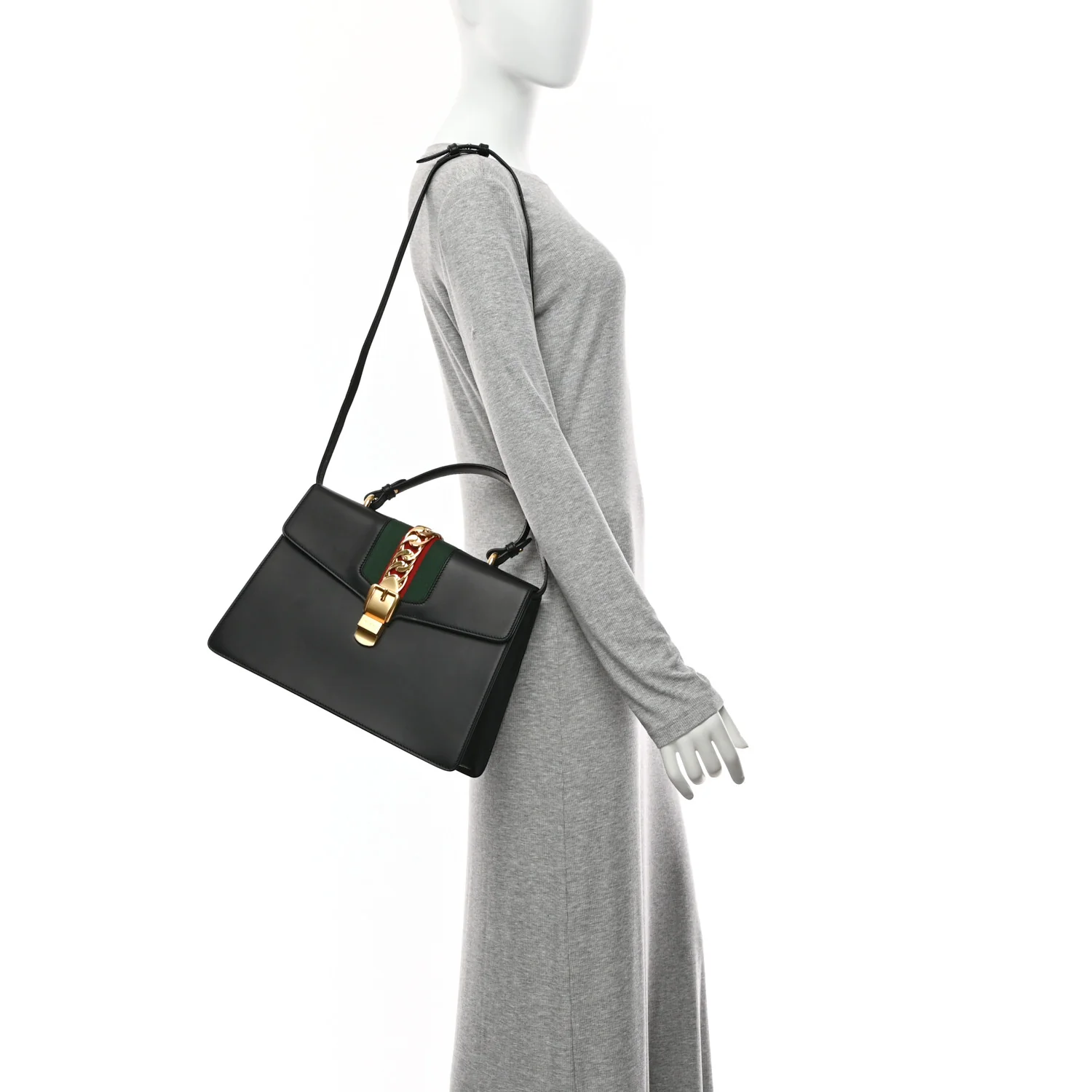 Calfskin Medium Sylvie Top Handle Bag Black - Image 2