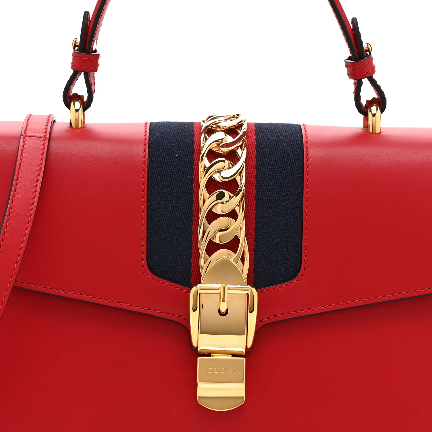 Calfskin Medium Sylvie Top Handle Bag Hibiscus Red - Image 8