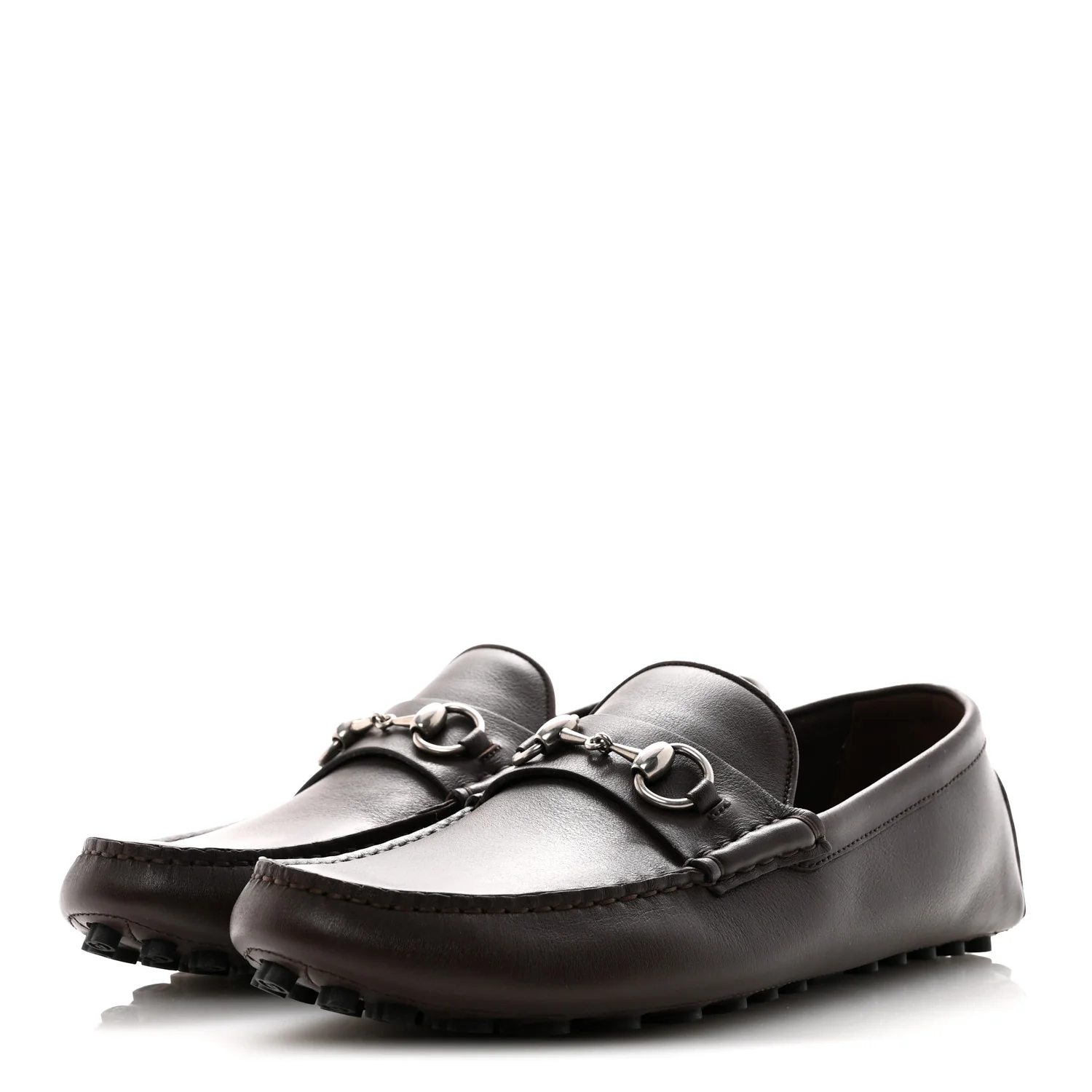 Calfskin Mens Horsebit Driver Loafers 8 Brown - Image 4