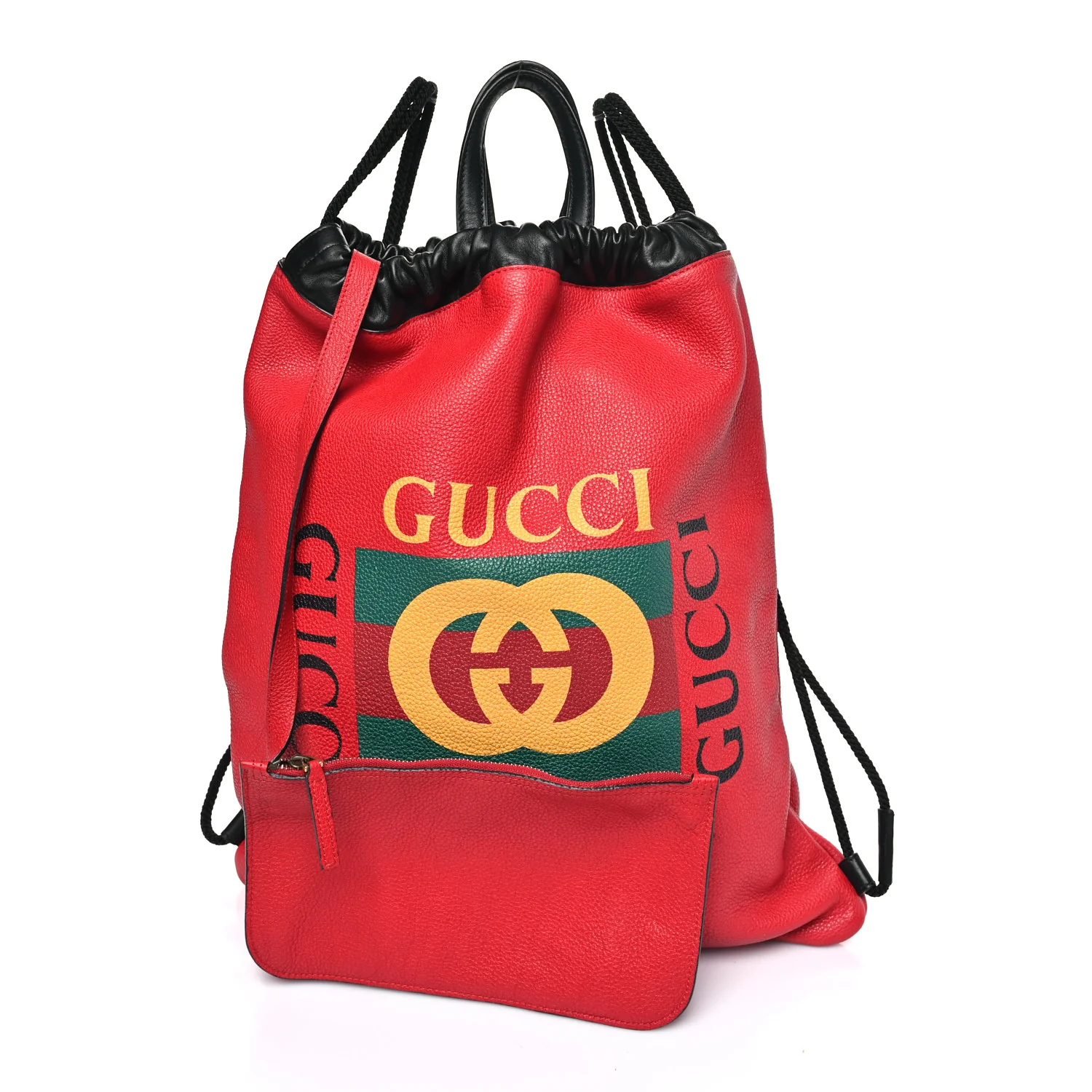 Calfskin Mens Logo Drawstring Backpack Red - Image 3