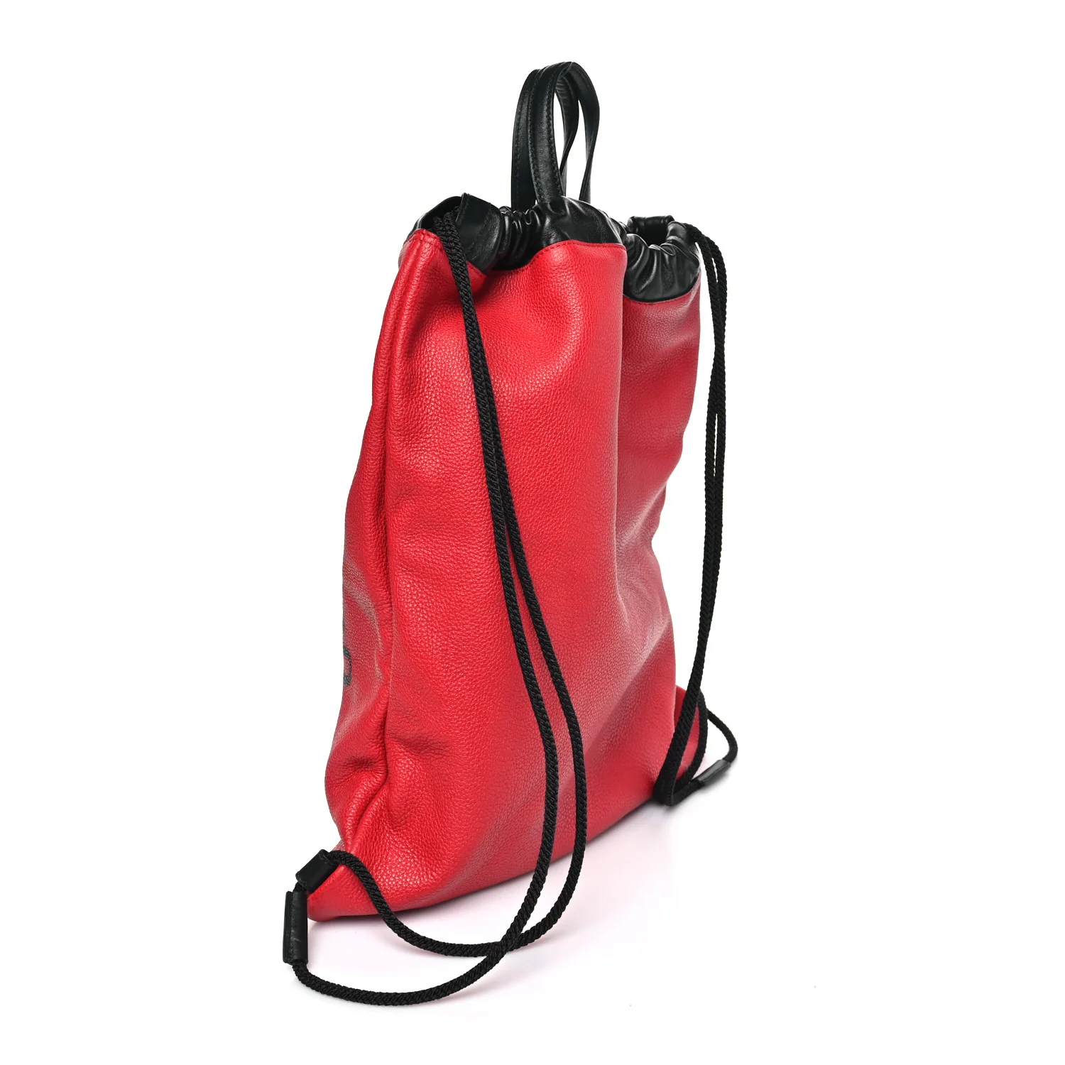 Calfskin Mens Logo Drawstring Backpack Red - Image 4