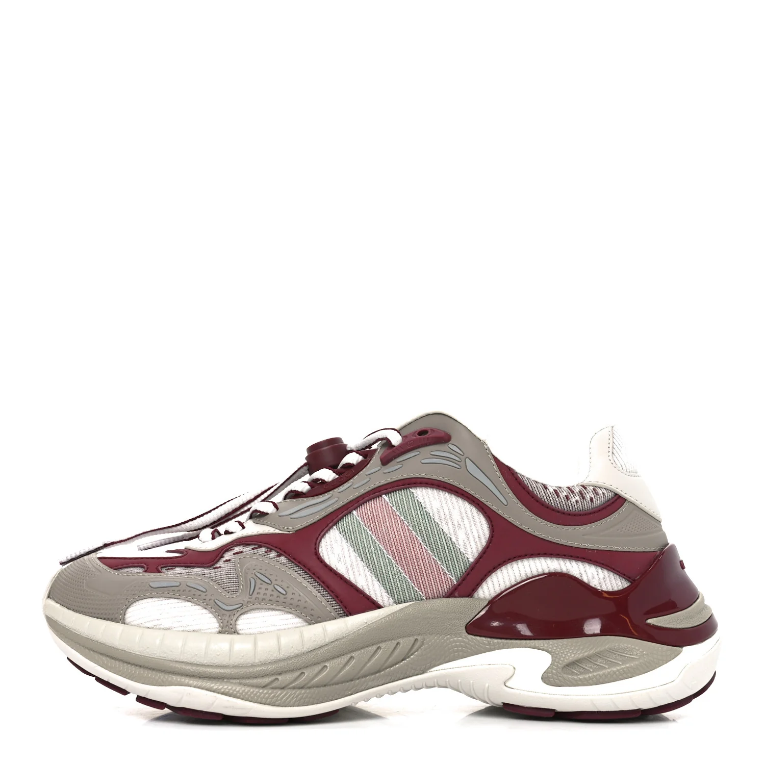 Calfskin Mesh Web Womens 2.0 Sneakers 37 Gray Rosso Ancora