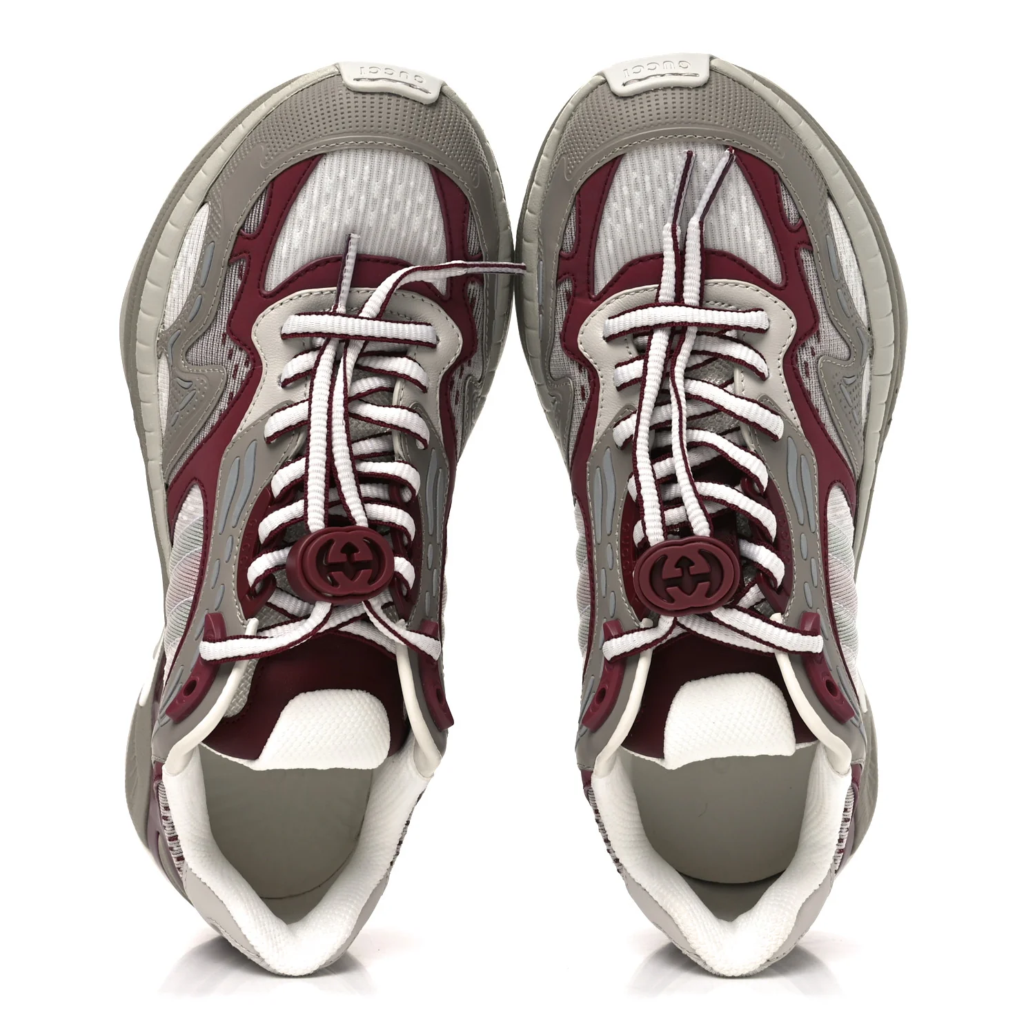 Calfskin Mesh Web Womens 2.0 Sneakers 37 Gray Rosso Ancora - Image 2