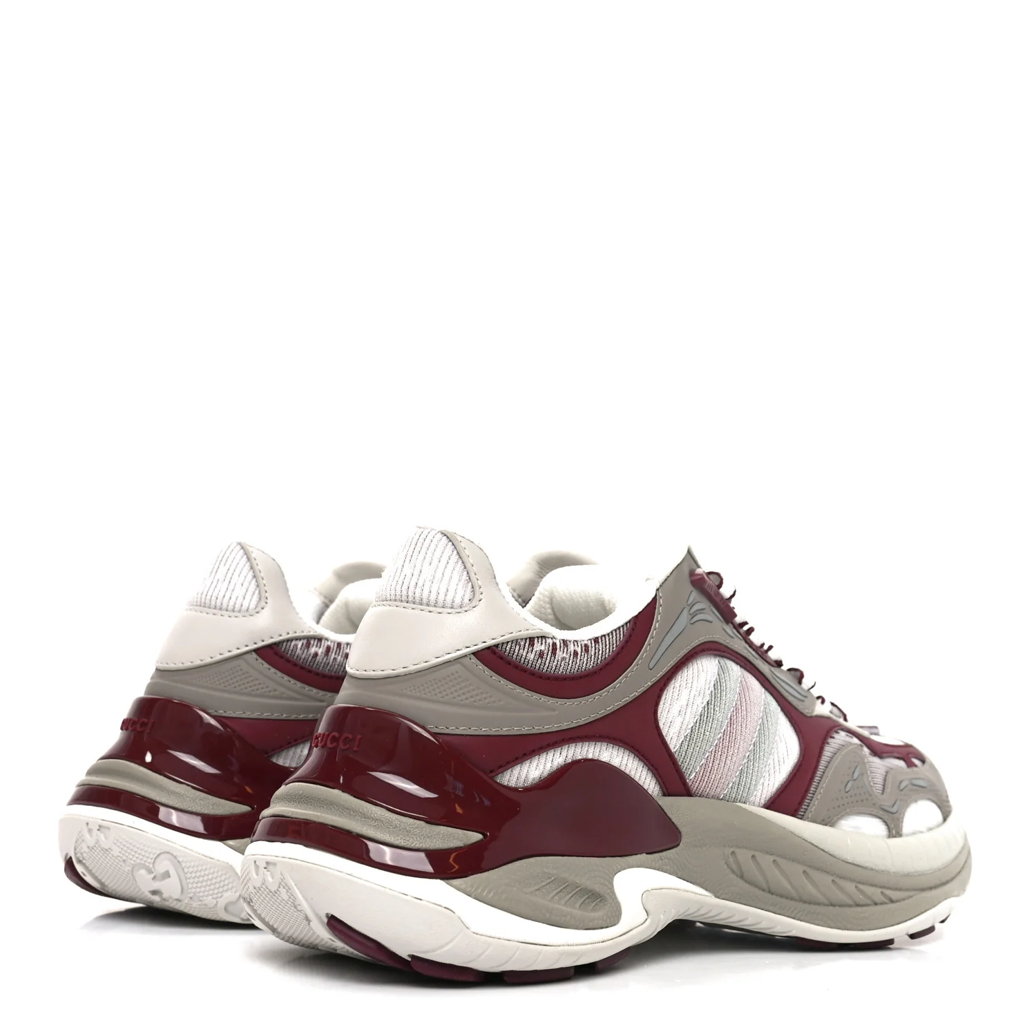 Calfskin Mesh Web Womens 2.0 Sneakers 37 Gray Rosso Ancora - Image 5