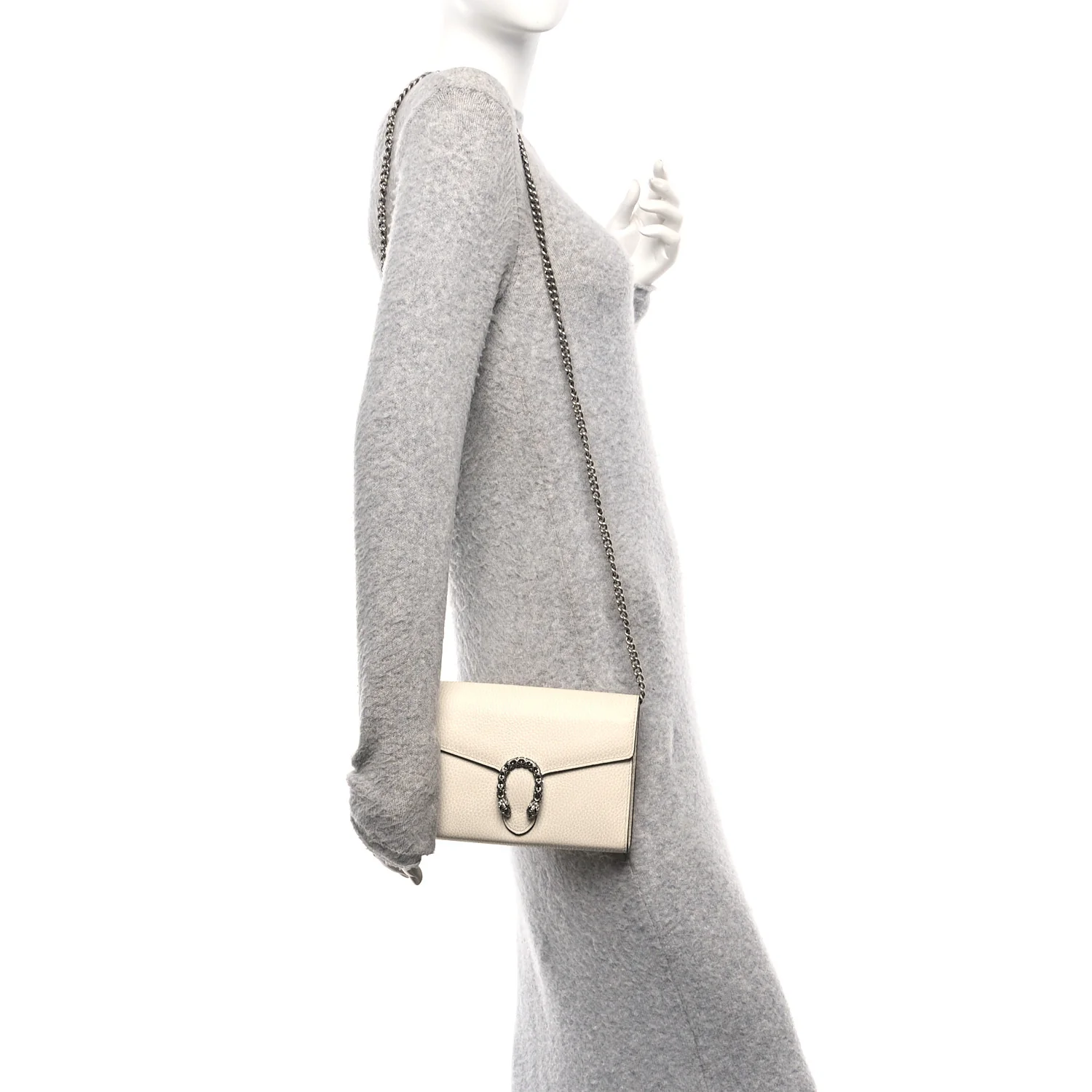 Calfskin Mini Dionysus Chain Wallet White - Image 3