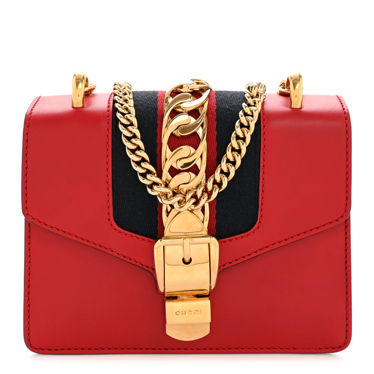 Calfskin Mini Sylvie Chain Shoulder Bag Hibiscus Red