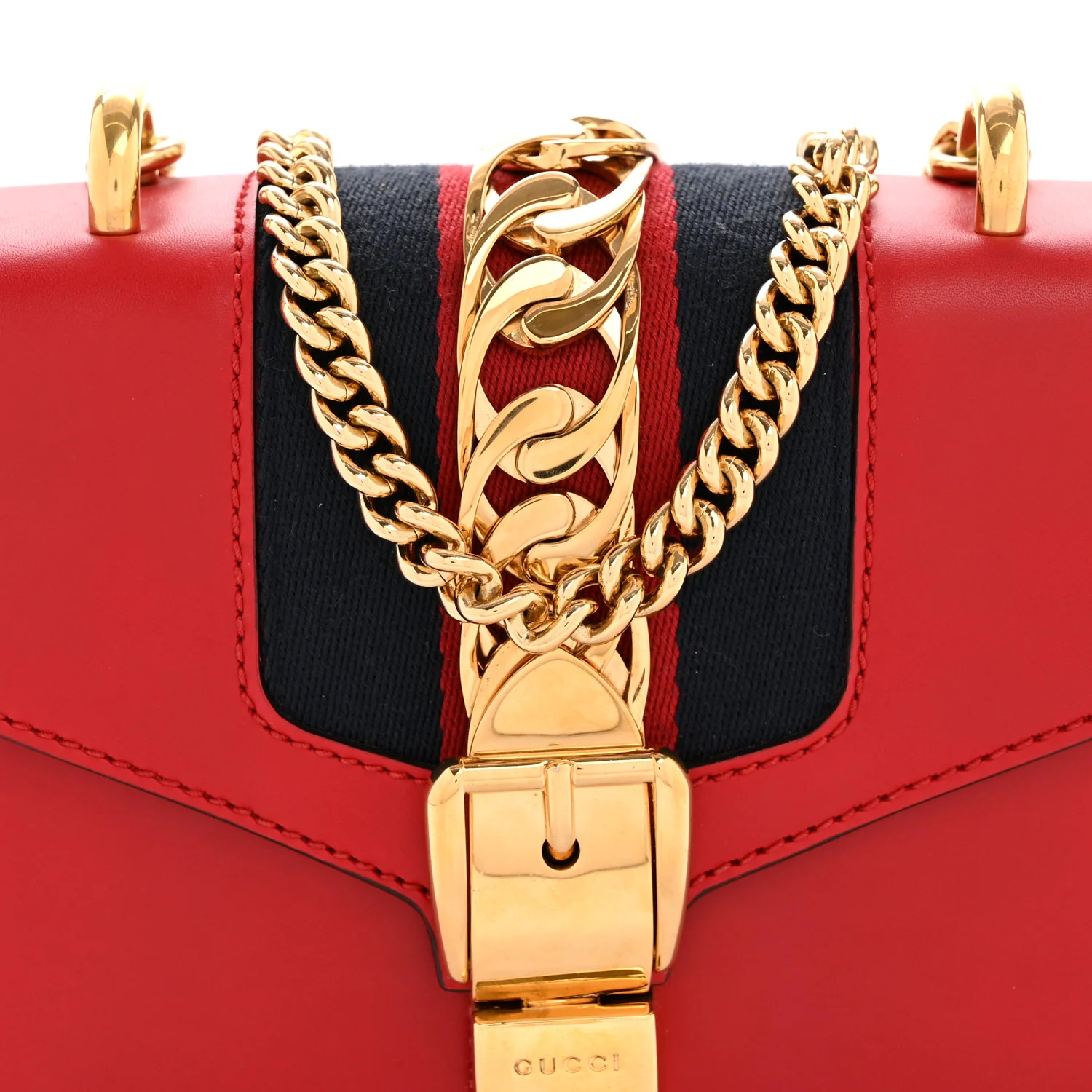 Calfskin Mini Sylvie Chain Shoulder Bag Hibiscus Red - Image 8