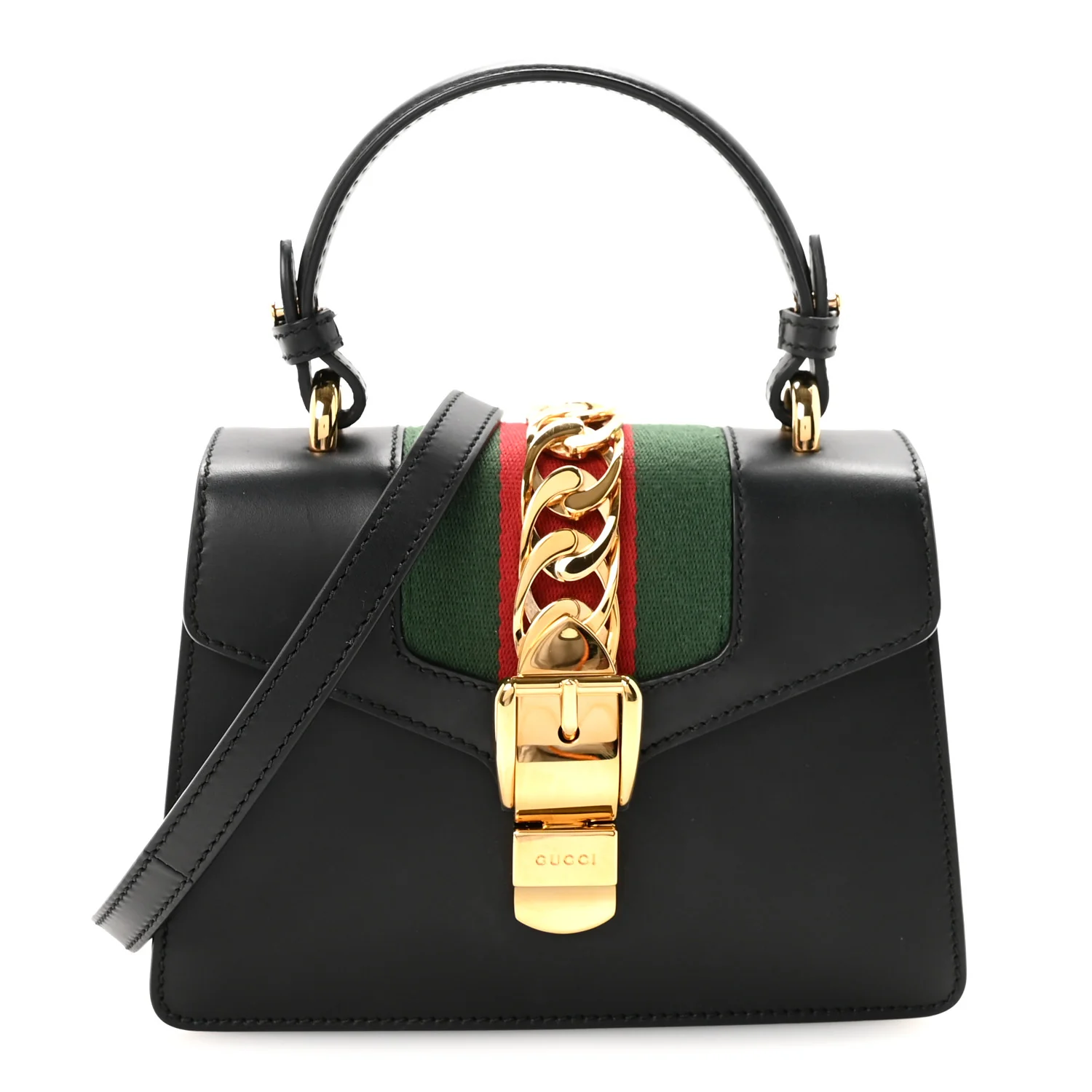 Calfskin Mini Sylvie Top Handle Bag Black