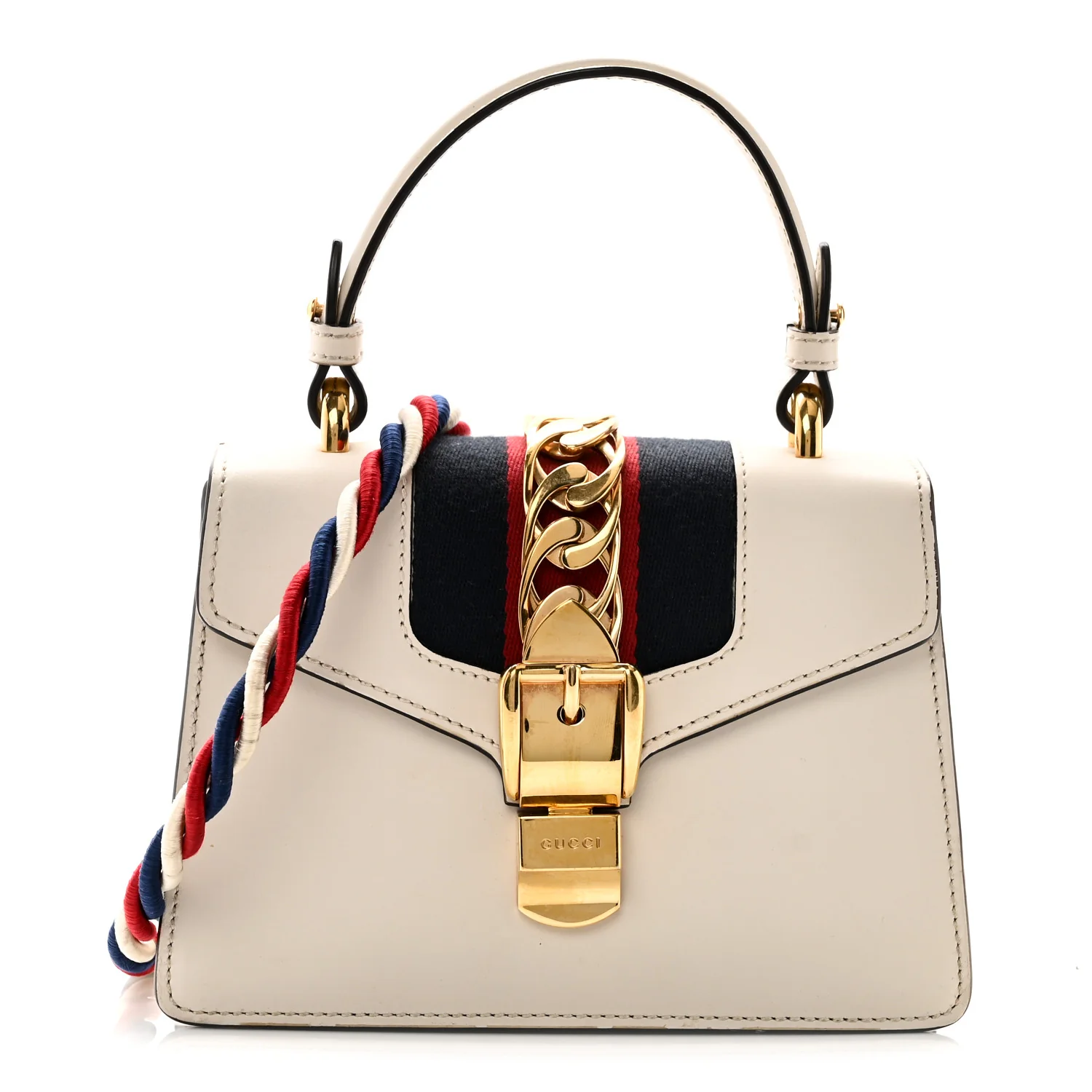 Calfskin Mini Sylvie Top Handle Bag White
