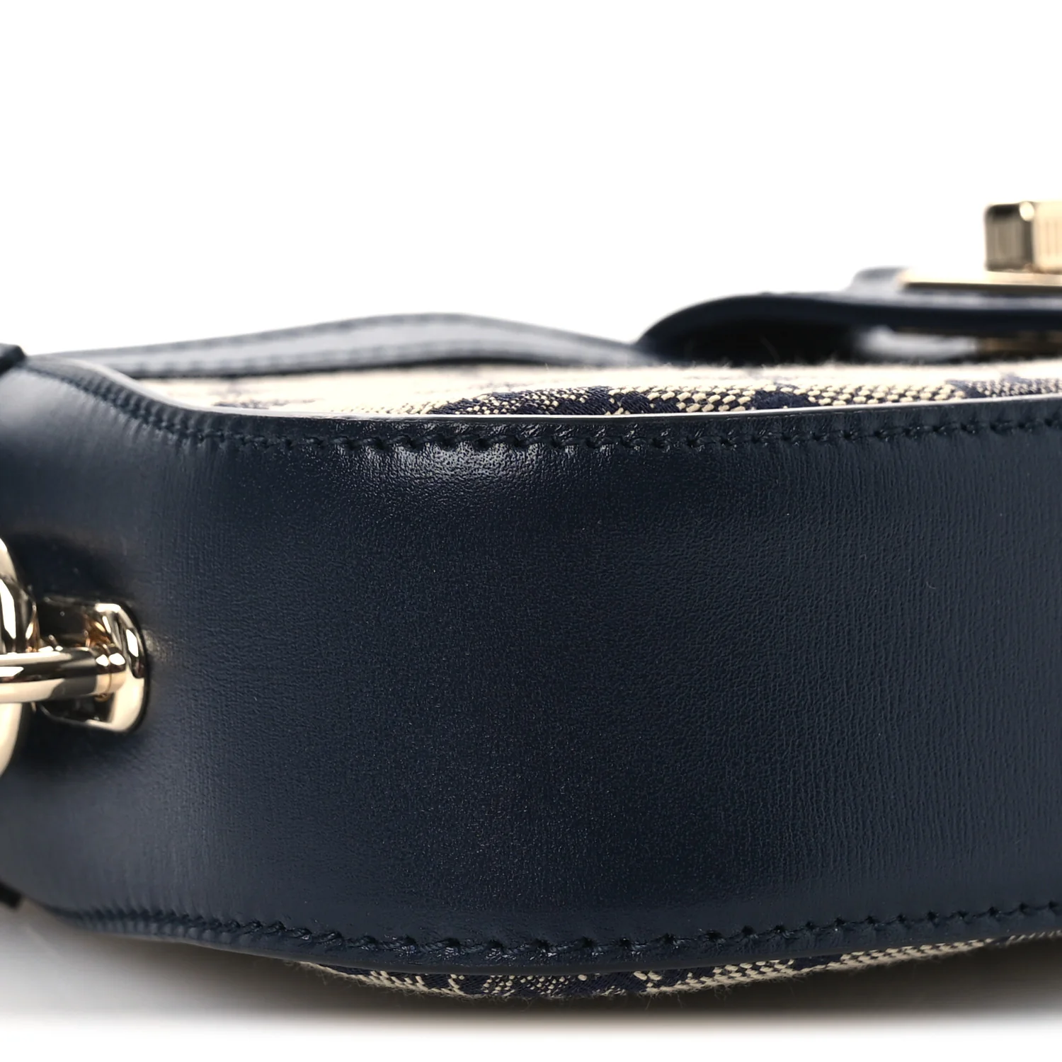 Calfskin Monogram Mini Moon Side Shoulder Bag Navy - Image 9