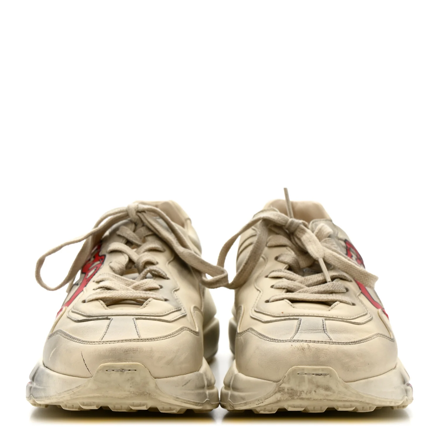 Calfskin Mouth Print Womens Rhyton Sneakers 38 Ivory - Image 3