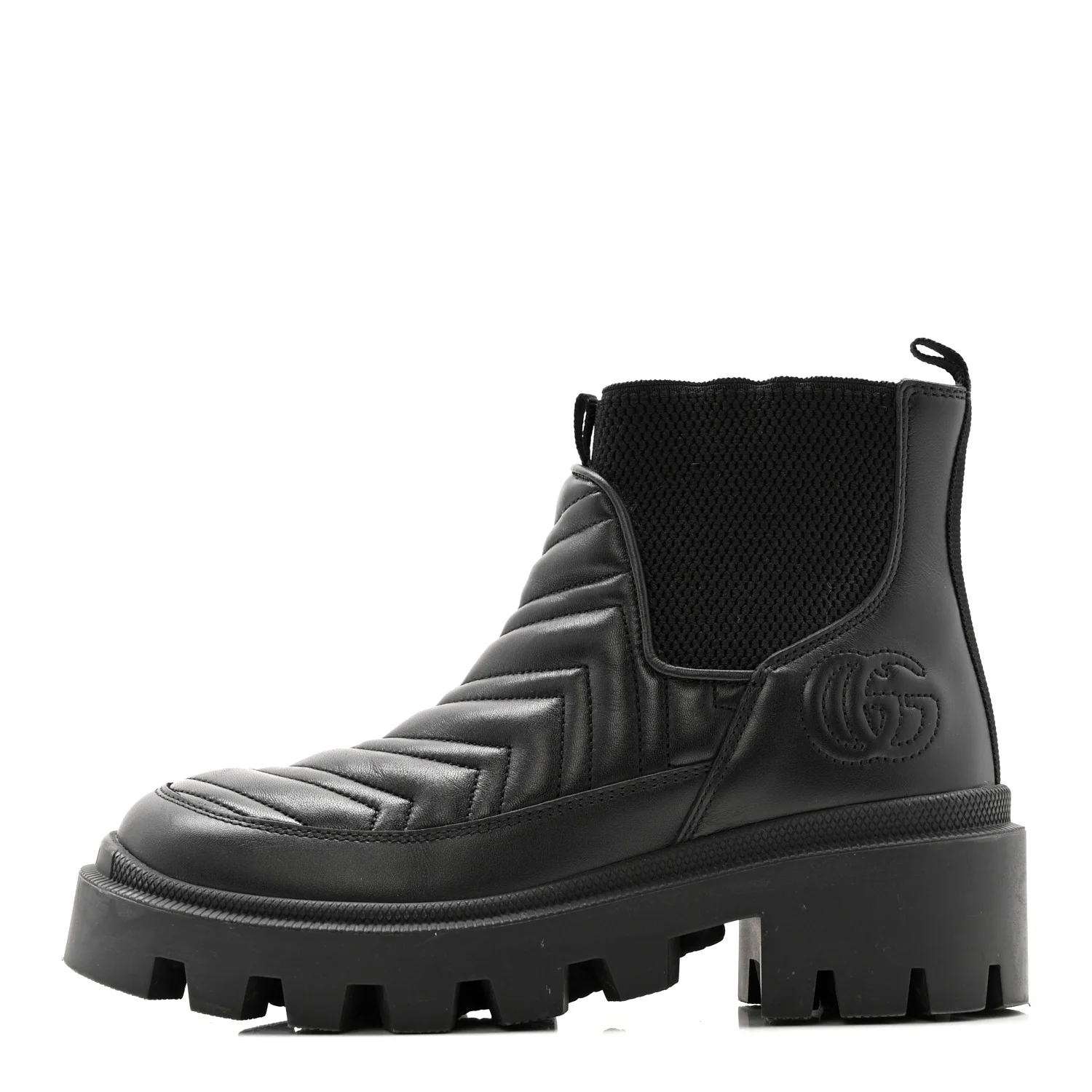 Calfskin Nappa Matelasse Frances Chelsea Boots 35.5 Black