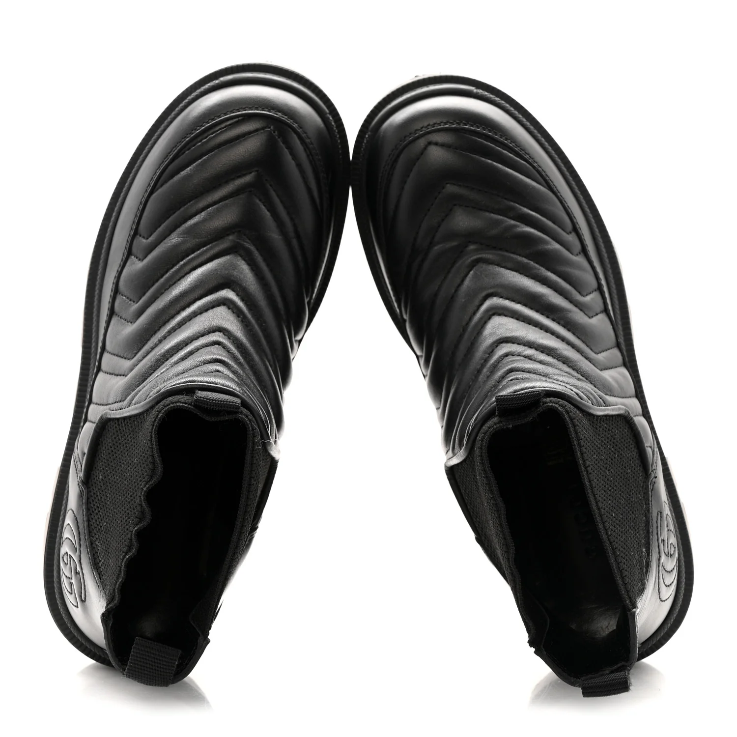 Calfskin Nappa Matelasse Frances Chelsea Boots 35.5 Black - Image 4