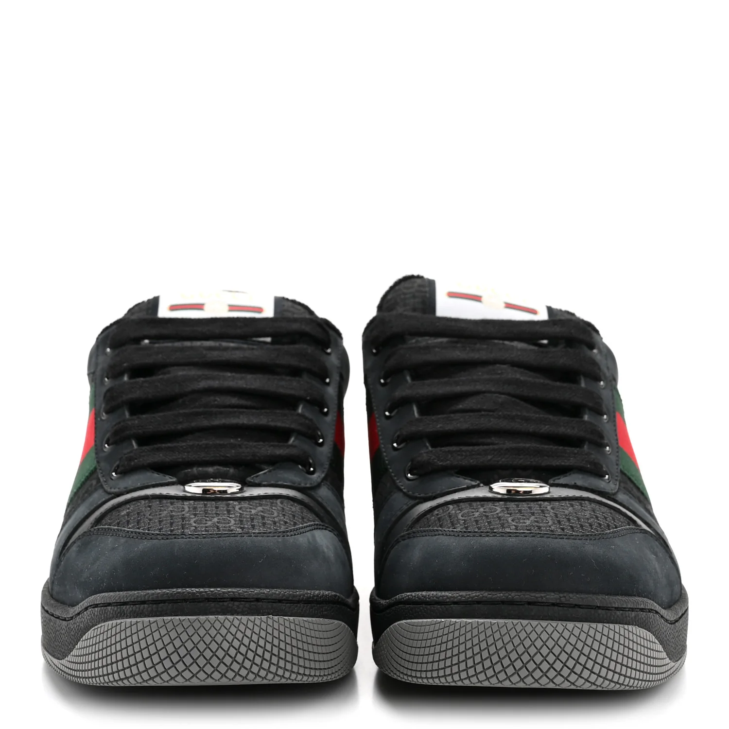 Calfskin Nylon GG Monogram Calfskin Web Mens Screener Sneakers 8.5 Black - Image 3