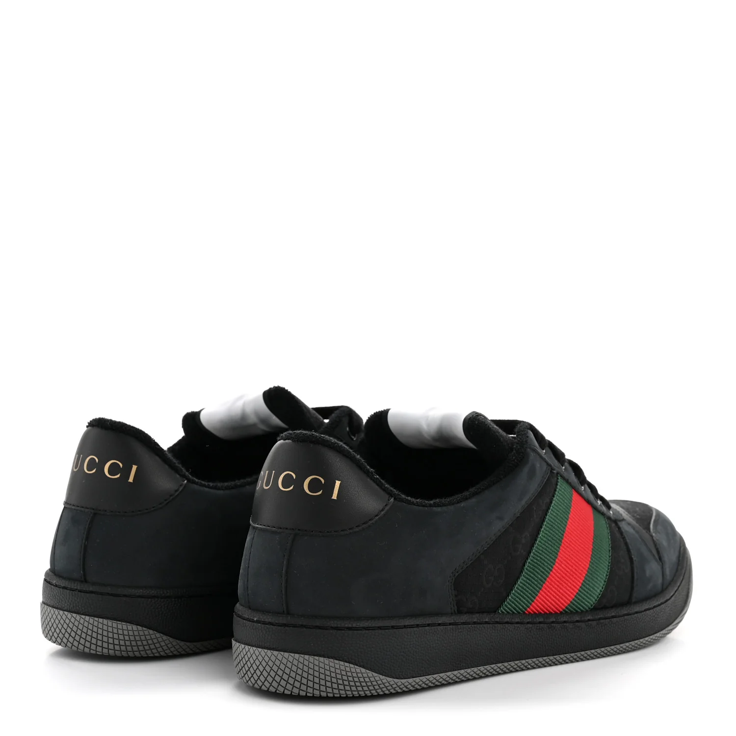 Calfskin Nylon GG Monogram Calfskin Web Mens Screener Sneakers 8.5 Black - Image 5