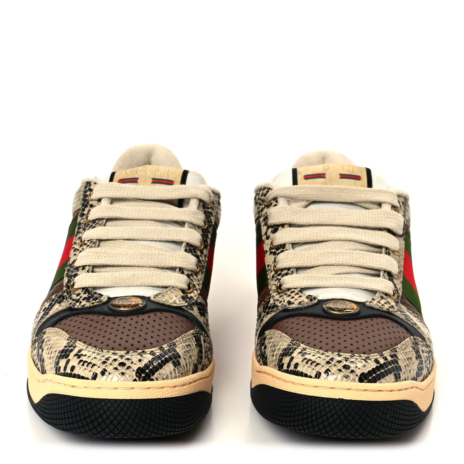 Calfskin Python Print Web Mens Screener Sneakers 7 Beige Avana Cuir - Image 3