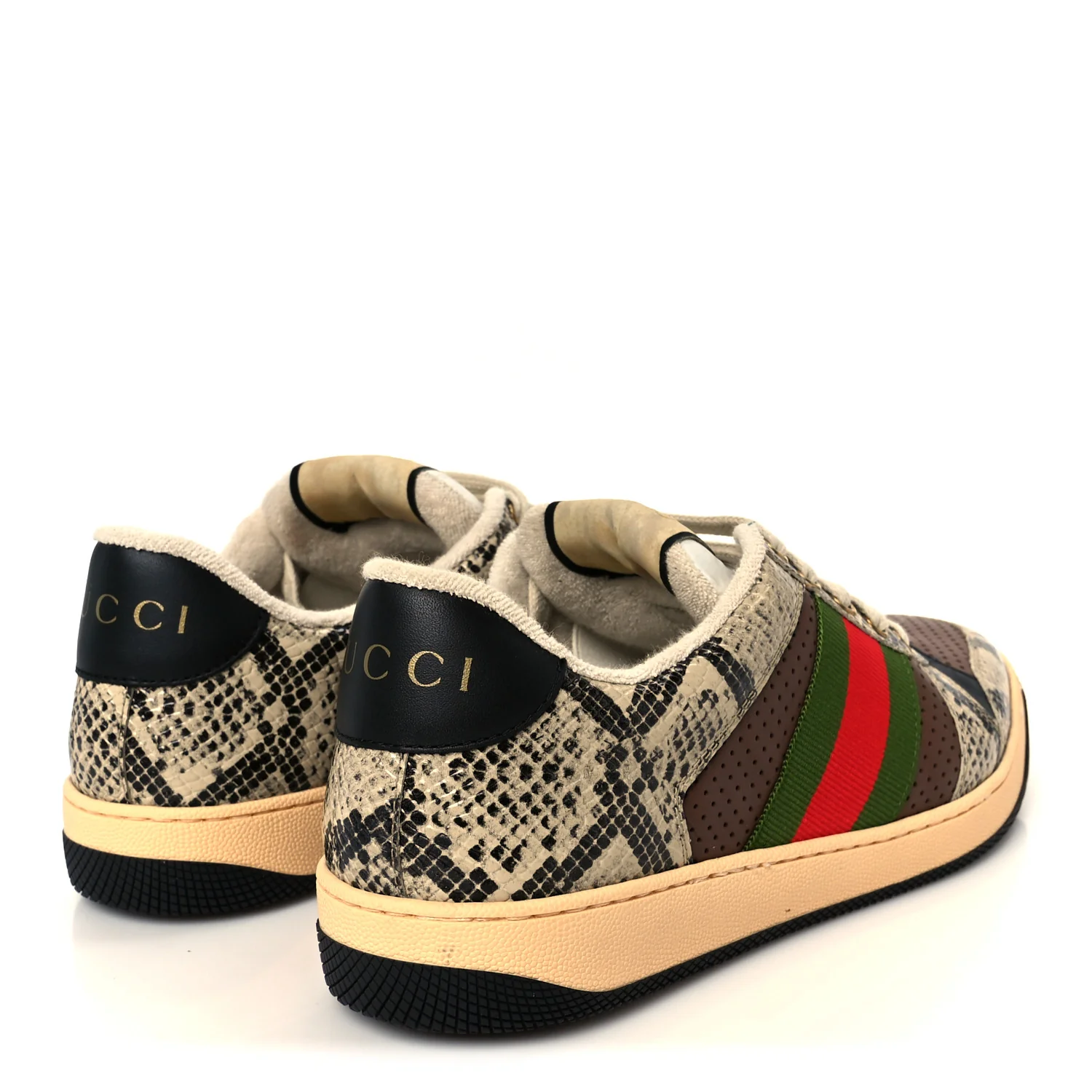 Calfskin Python Print Web Mens Screener Sneakers 7 Beige Avana Cuir - Image 5