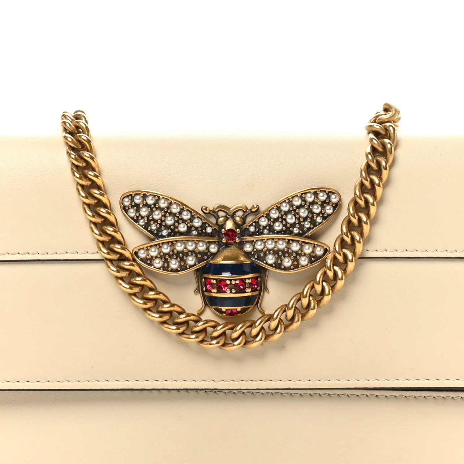 Calfskin Queen Margaret Chain Wallet Mystic White - Image 7