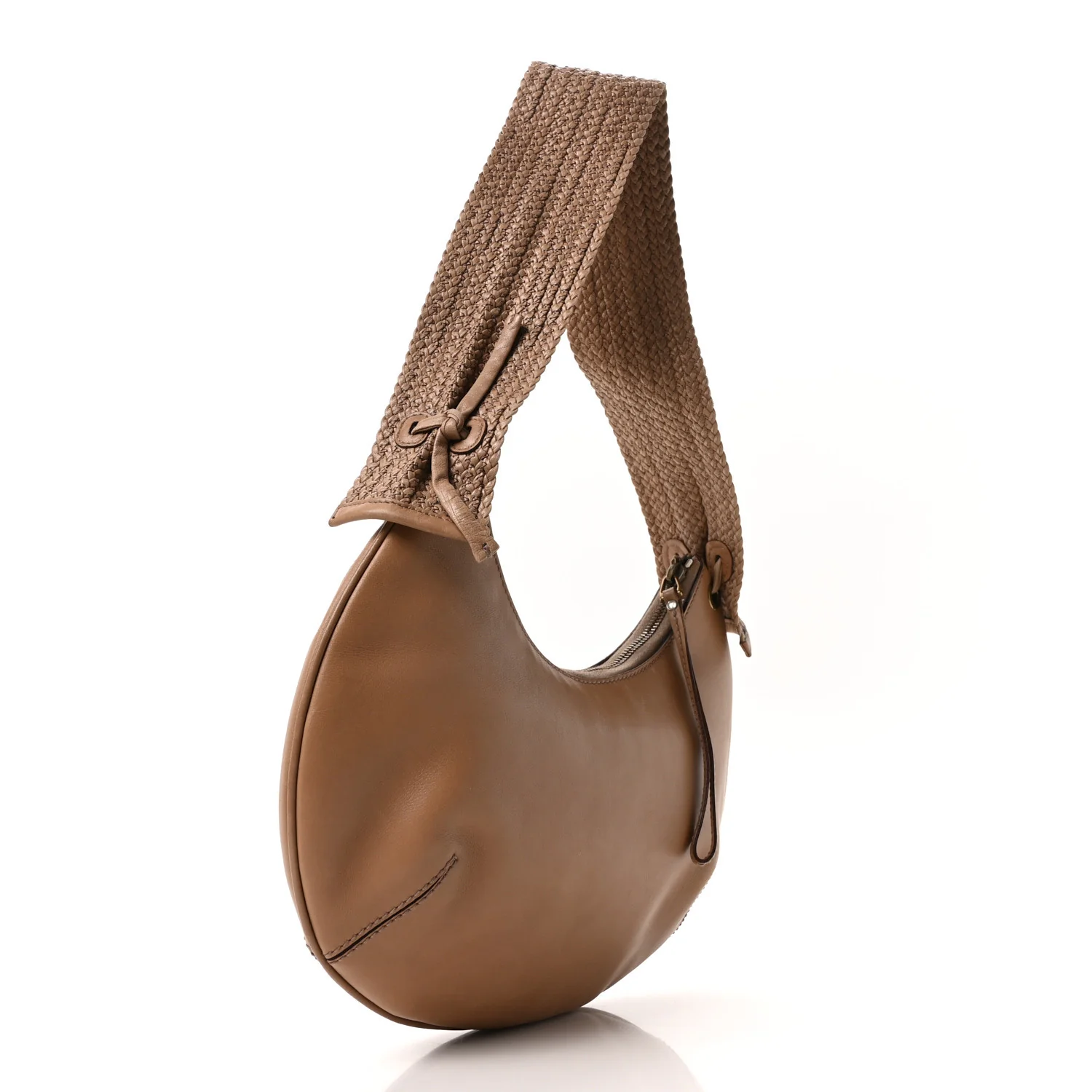 Calfskin Raffia Shoulder Bag Beige - Image 3