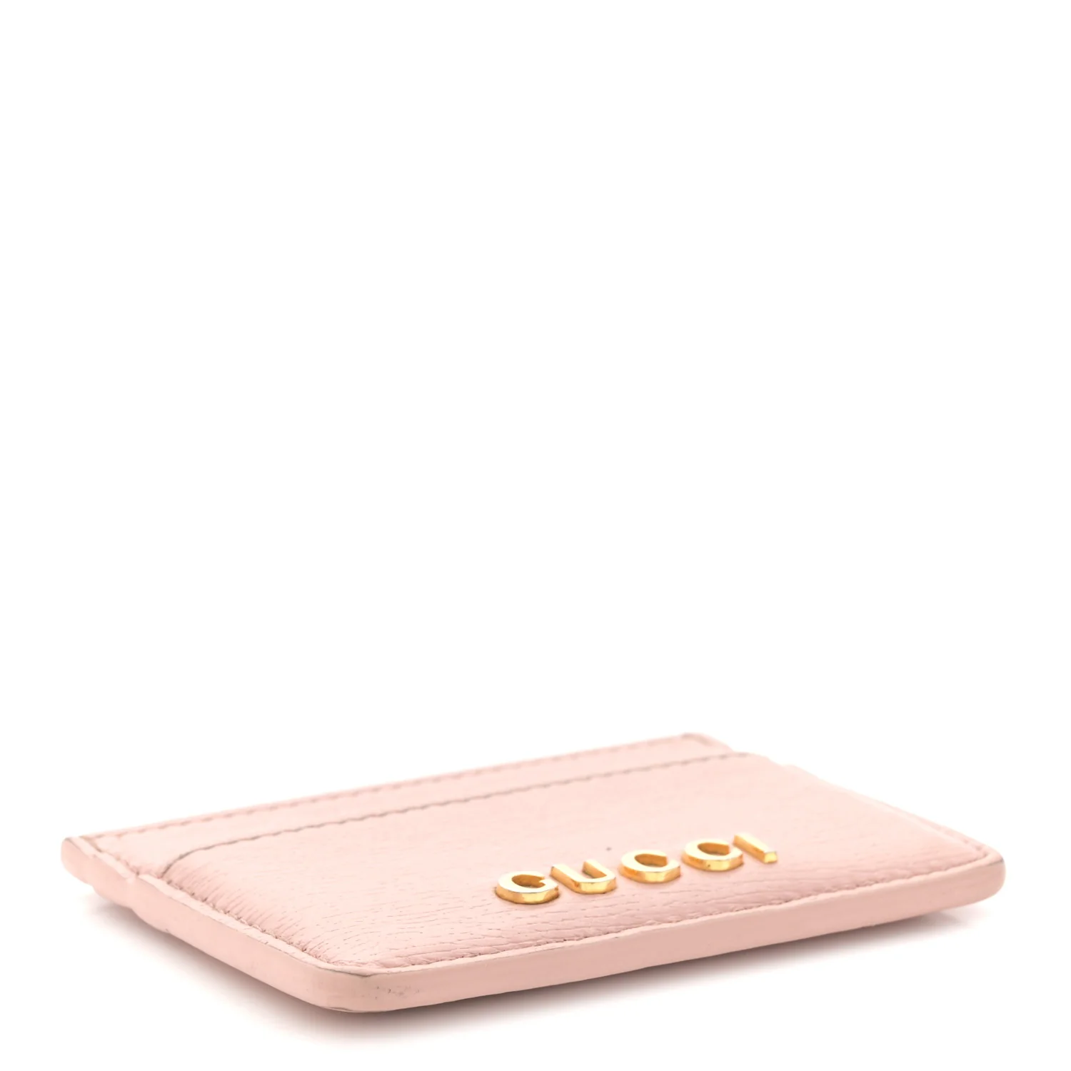 Calfskin Script Card Holder Light Pink - Image 4