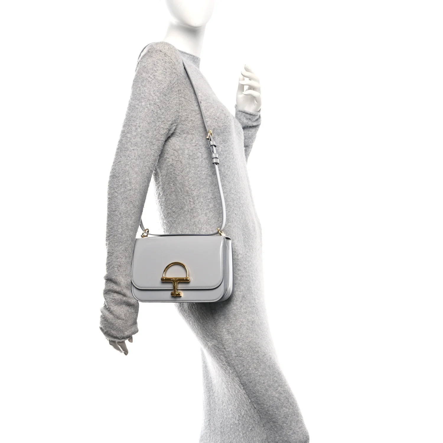 Calfskin Siena Shoulder Bag Grey - Image 2
