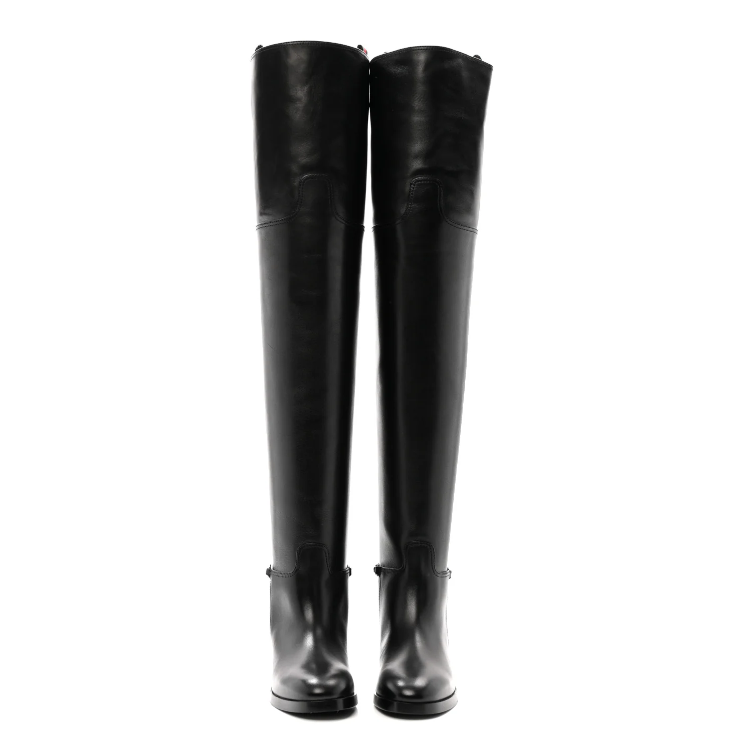 Calfskin Slim Horsebit Over The Knee High Boots 37 Black - Image 2