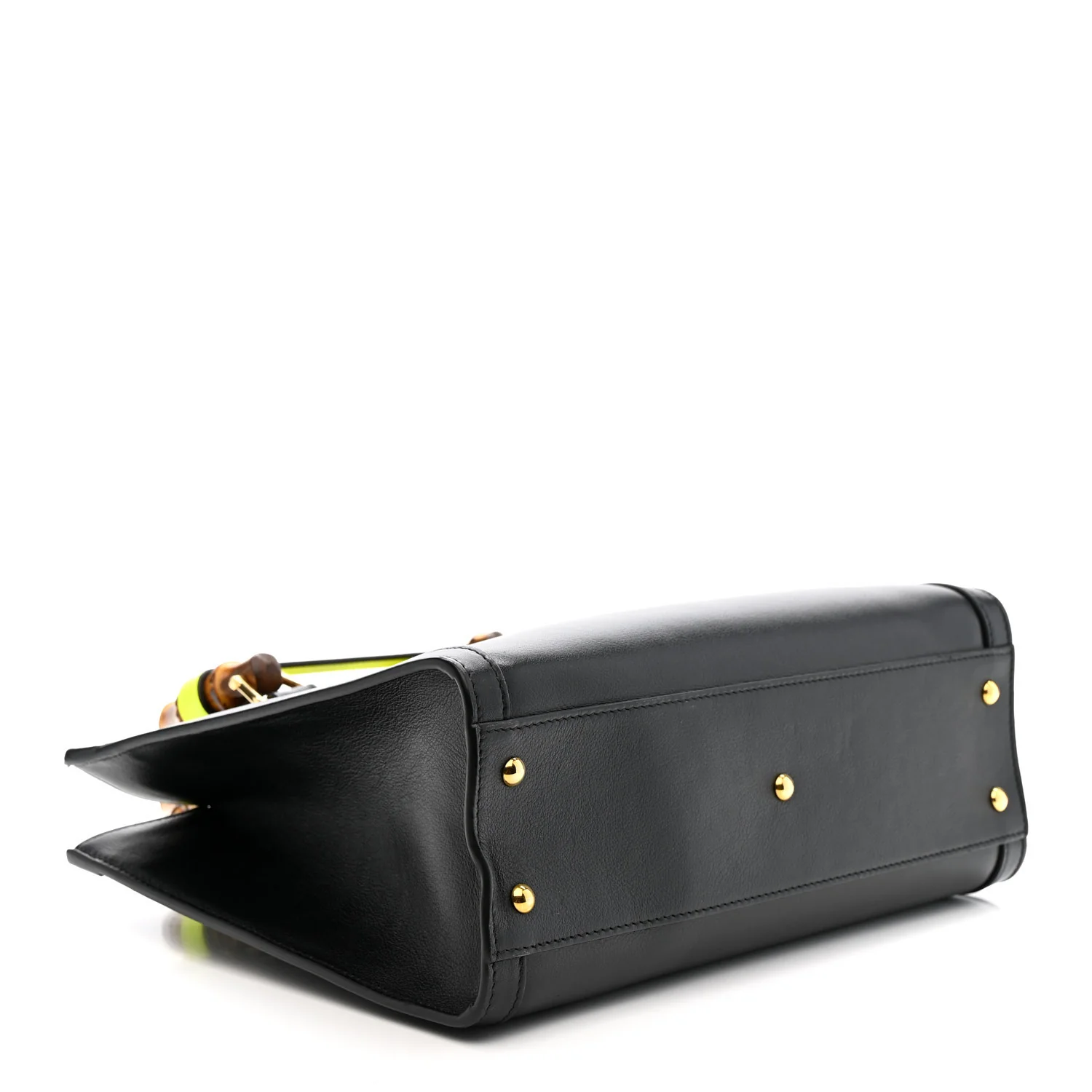 Calfskin Small Diana Tote Bag Black Yellow Fluo - Image 4