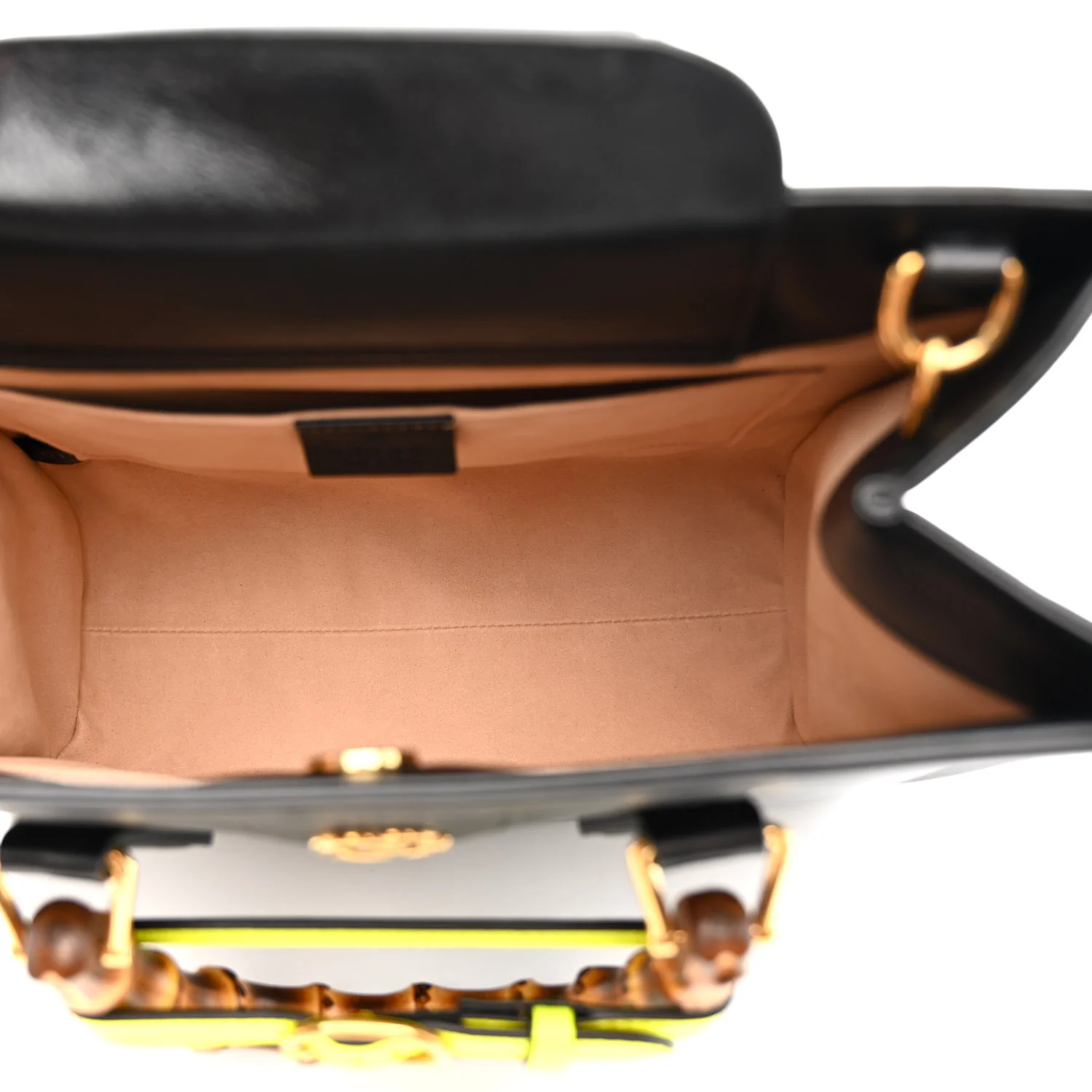 Calfskin Small Diana Tote Bag Black Yellow Fluo - Image 5
