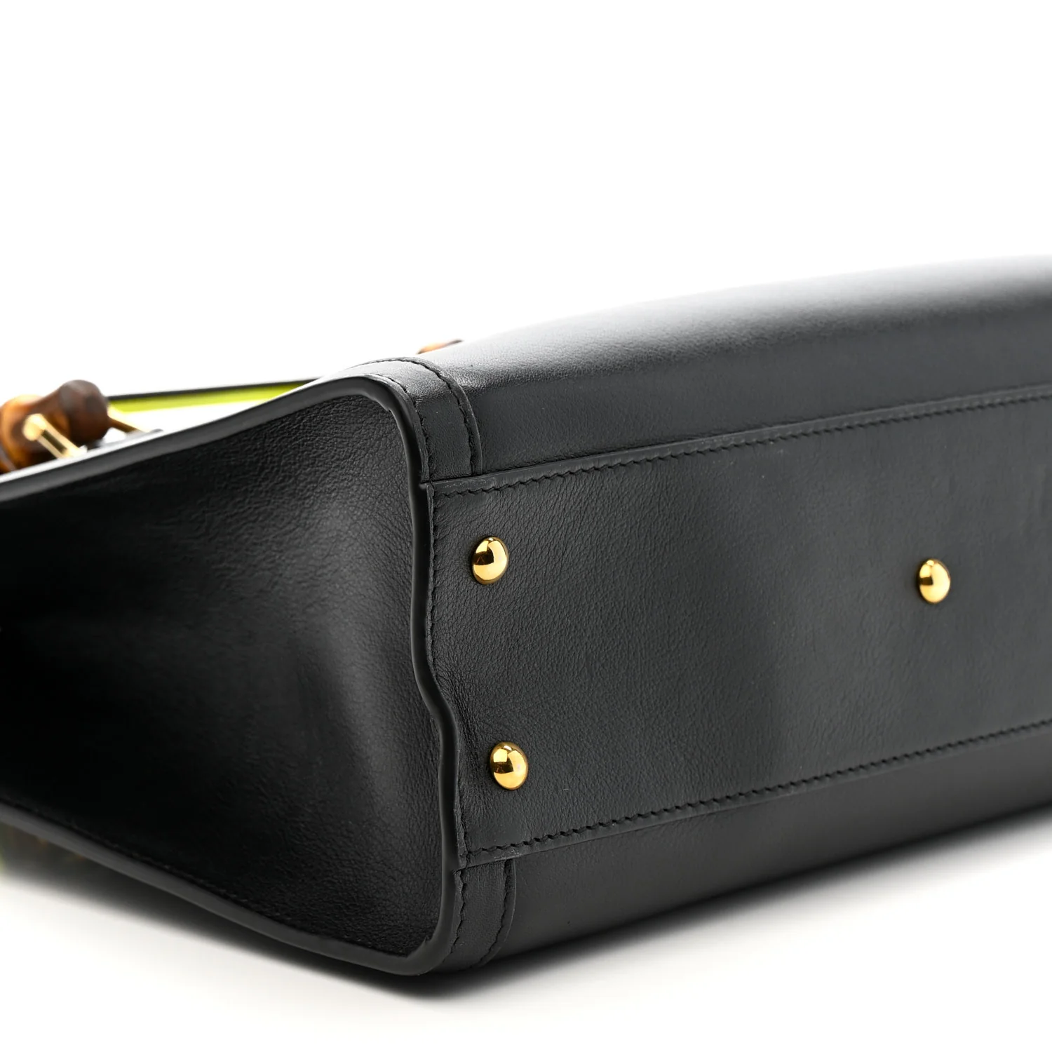 Calfskin Small Diana Tote Bag Black Yellow Fluo - Image 9