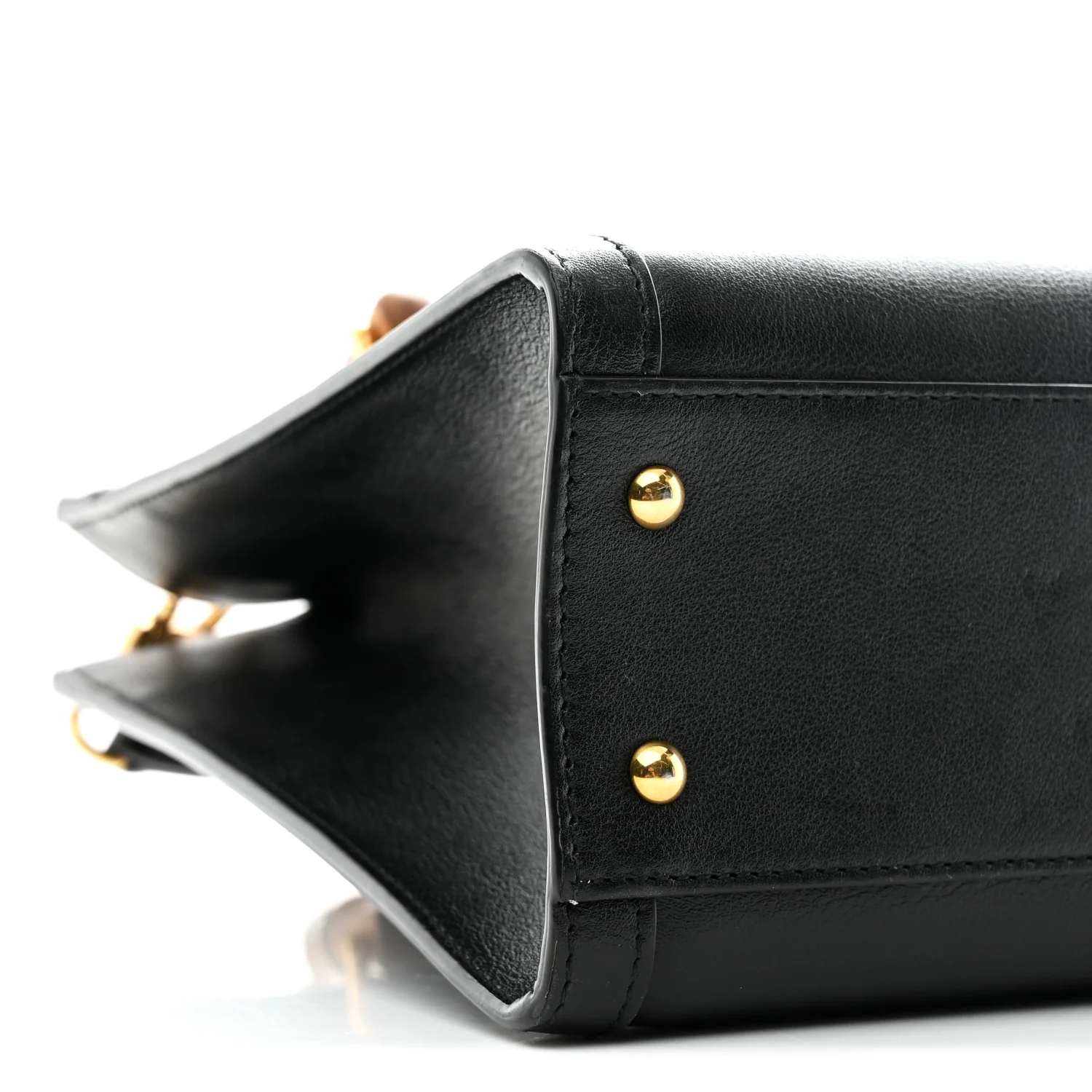 Calfskin Small Diana Tote Bag Black Yellow Fluo - Image 16