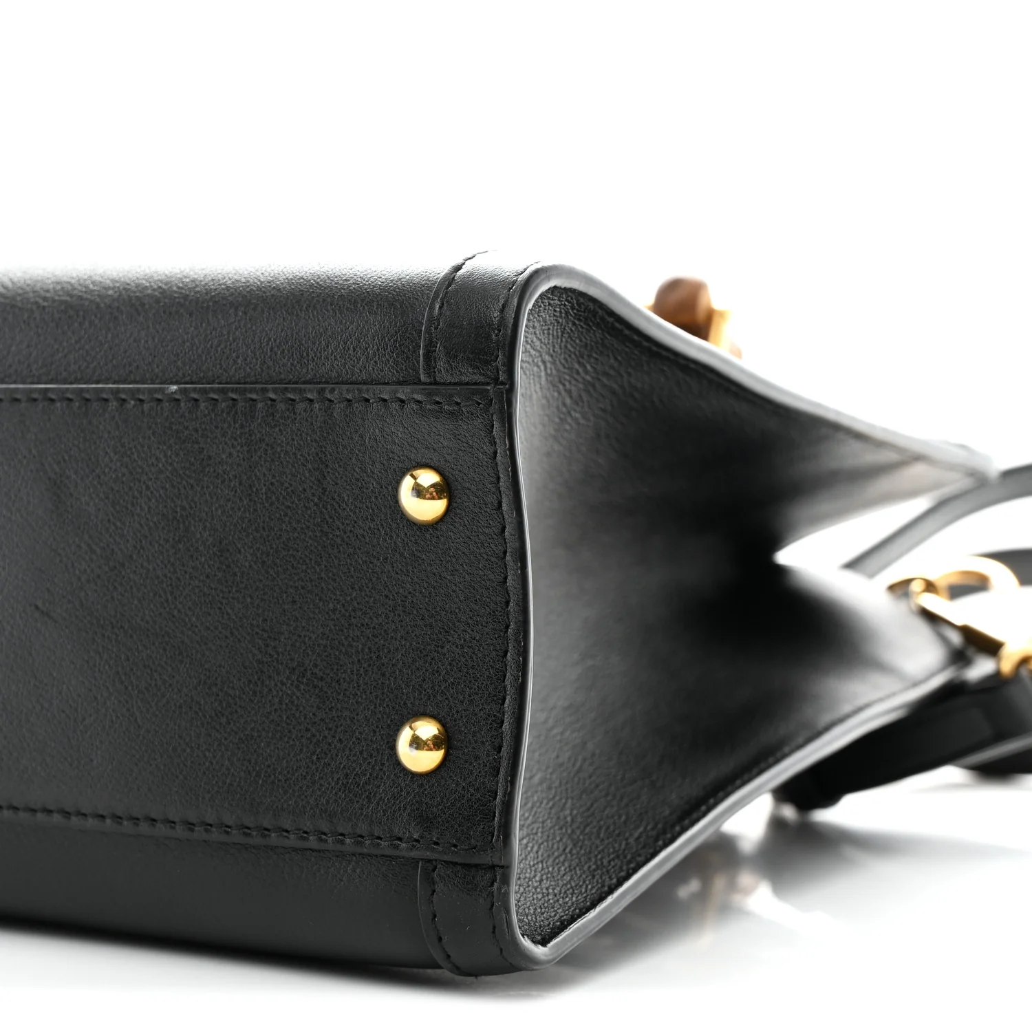 Calfskin Small Diana Tote Bag Black Yellow Fluo - Image 19