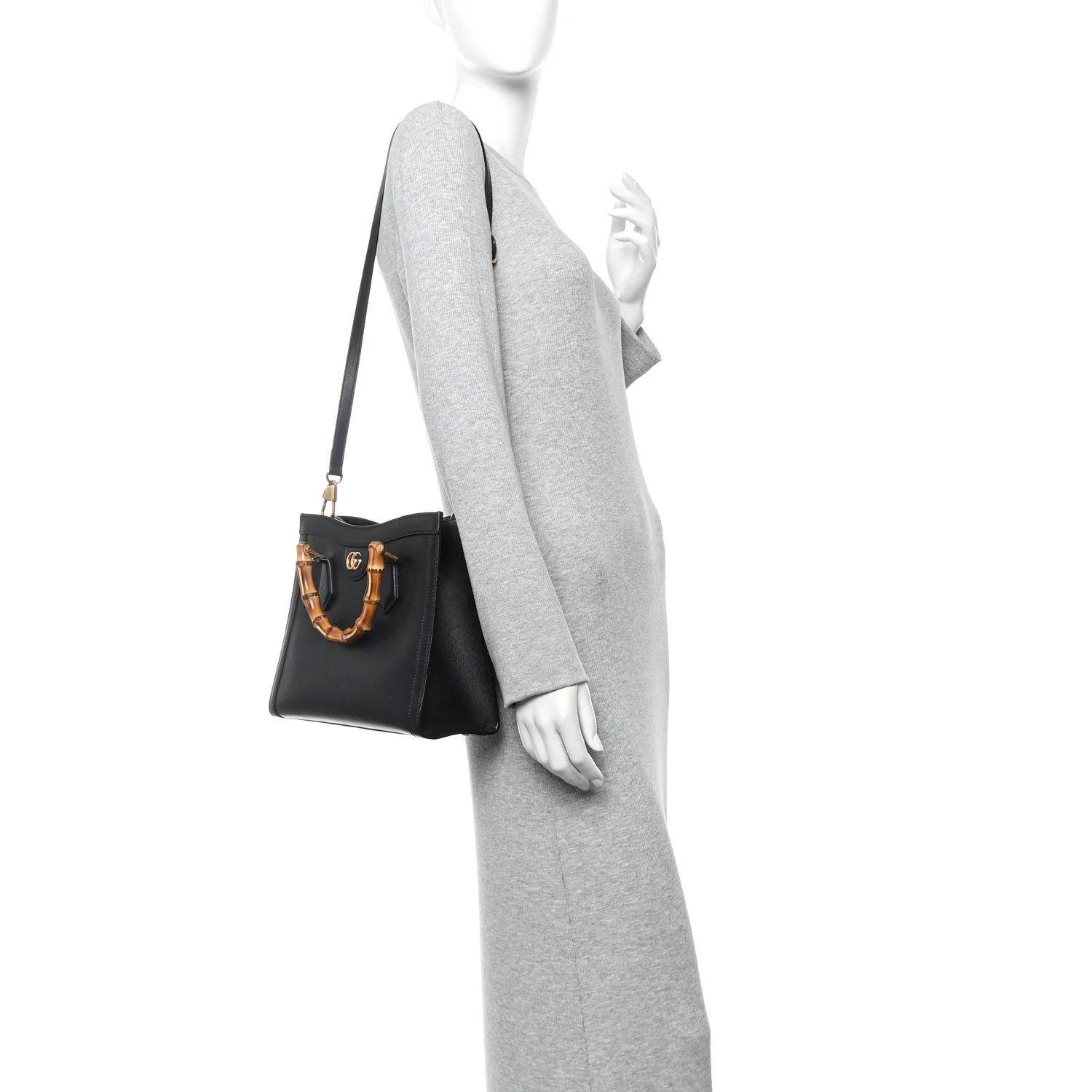 Calfskin Small Diana Tote Bag Black Yellow Fluo - Image 3