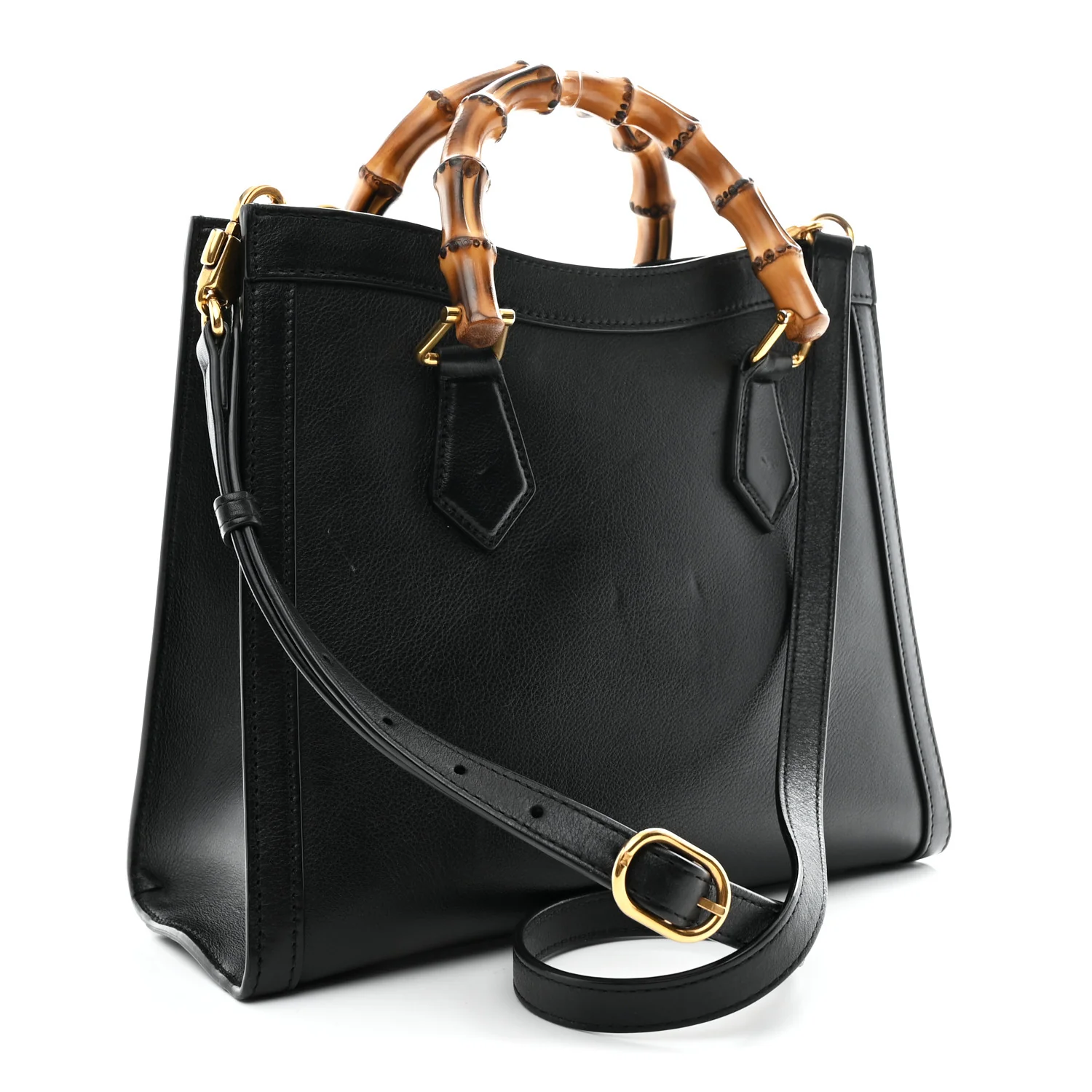 Calfskin Small Diana Tote Bag Black Yellow Fluo - Image 4