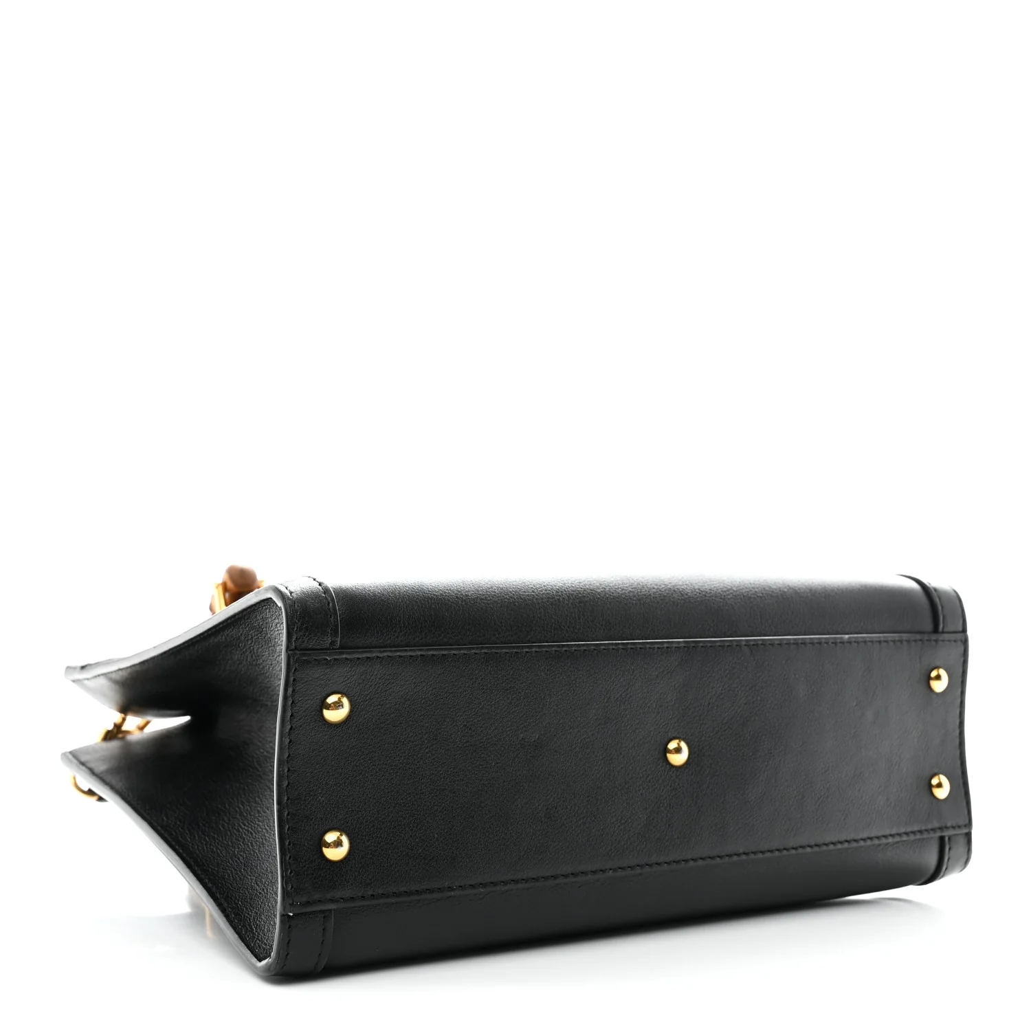 Calfskin Small Diana Tote Bag Black Yellow Fluo - Image 6