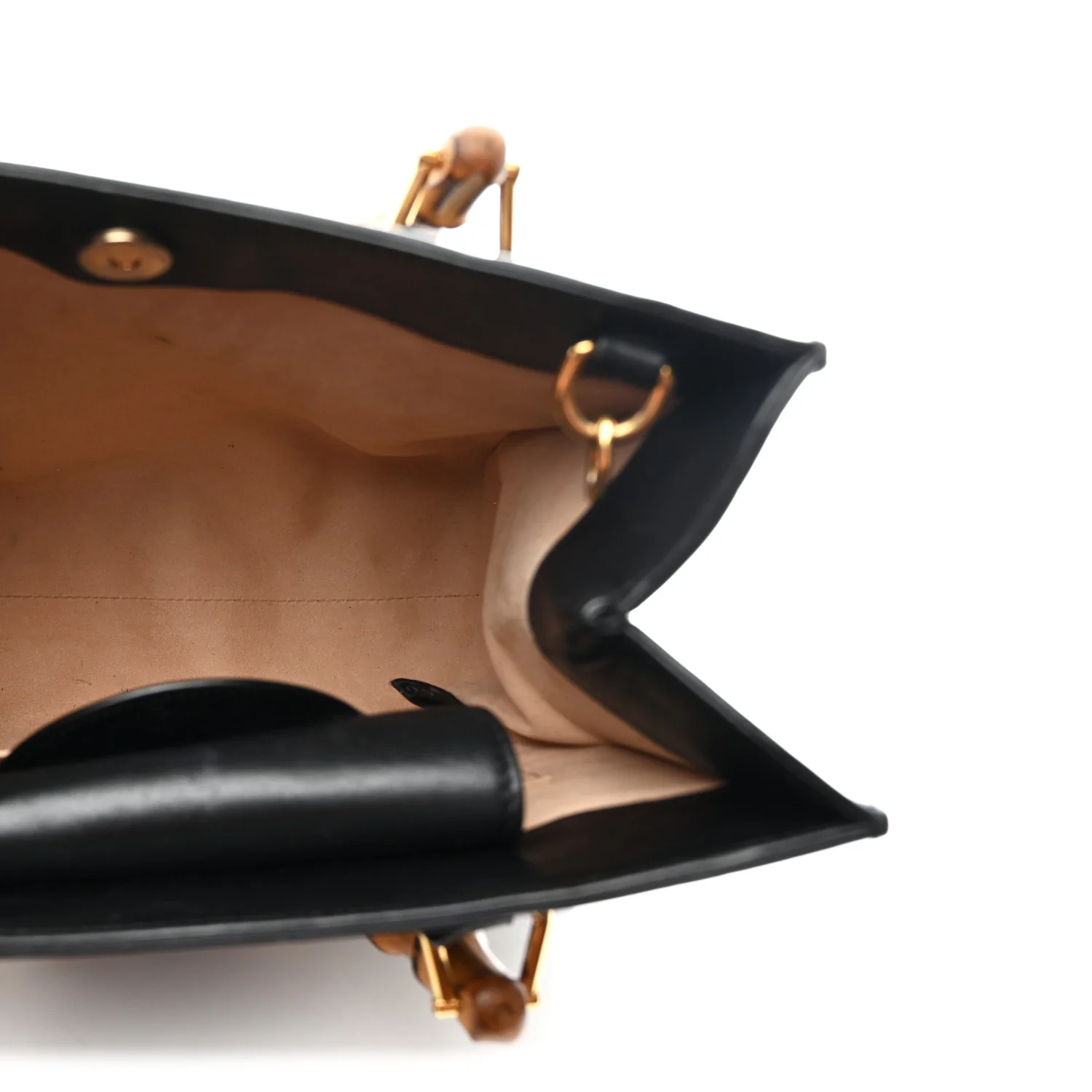Calfskin Small Diana Tote Bag Black Yellow Fluo - Image 9